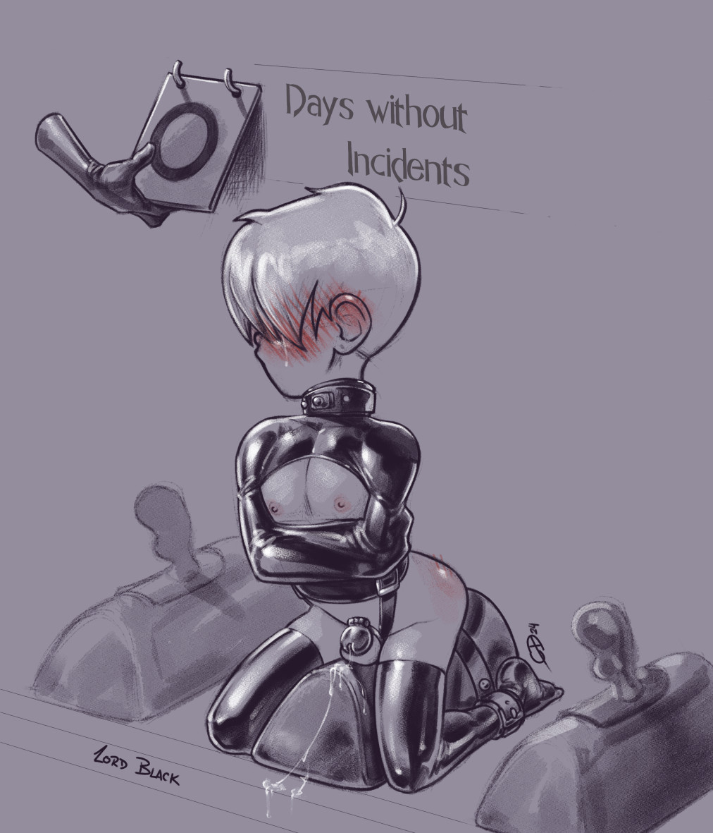 1boy anal anal_object_insertion anal_sex artist_name blonde_hair bondage chastity chastity_cage chastity_device collar dildo dildo_in_ass english_text gag gagged gay gay_domination gay_male l0rd-black latex leash male male_only malesub object_in_ass sex_machine sex_toy slave slave_collar straitjacket submissive submissive_male sybian text yaoi young