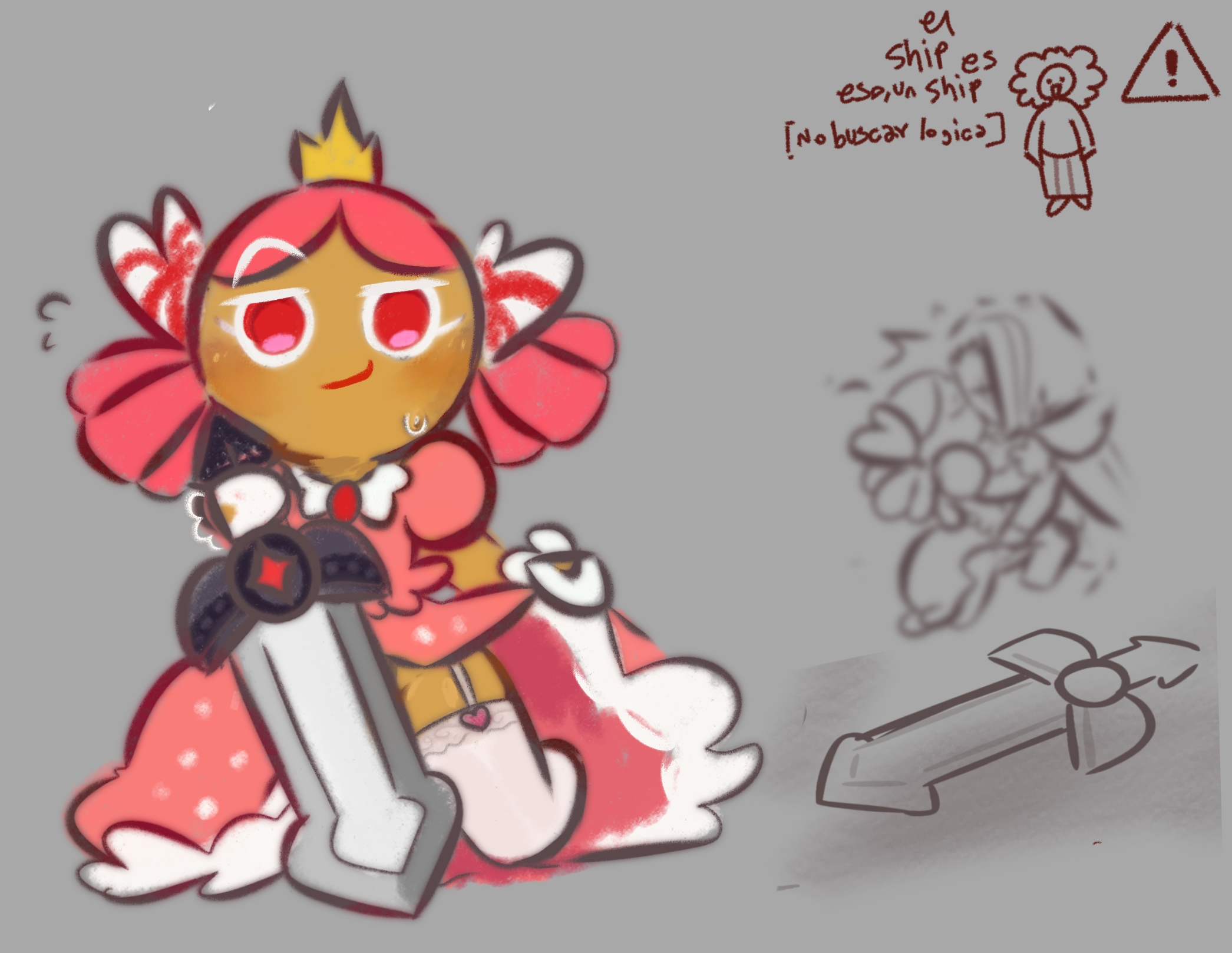 cookie run, cookie run kingdom, cookie run ovenbreak, cowacase (artist), dark choco cookie, no panties, nude, princess cookie, self upload, sfw, smile