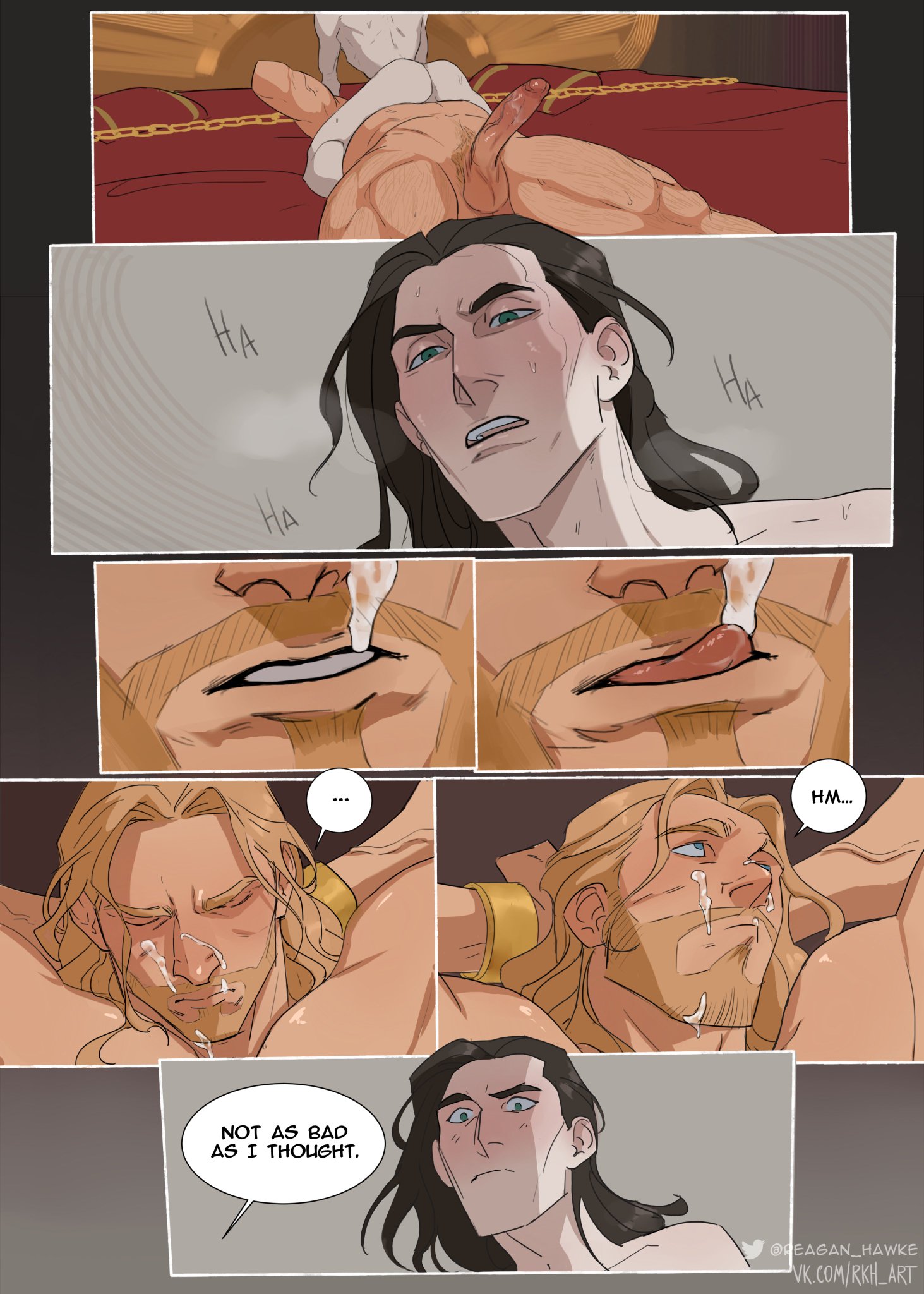 adoptive siblings, brother, brothers, chains, confusion, cum eating, cum on face, gay, gay male, incest, loki (marvel), male, male only, marvel, marvel comics, reagan hawke, thor (marvel), yaoi