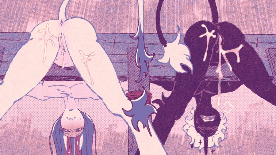 anthro, cum in pussy, cuntboy, display, dripping cum, exposed ass, exposed pussy, intersex, pussy, spread legs, stocks, taylor titmouse, trans man, unicorn