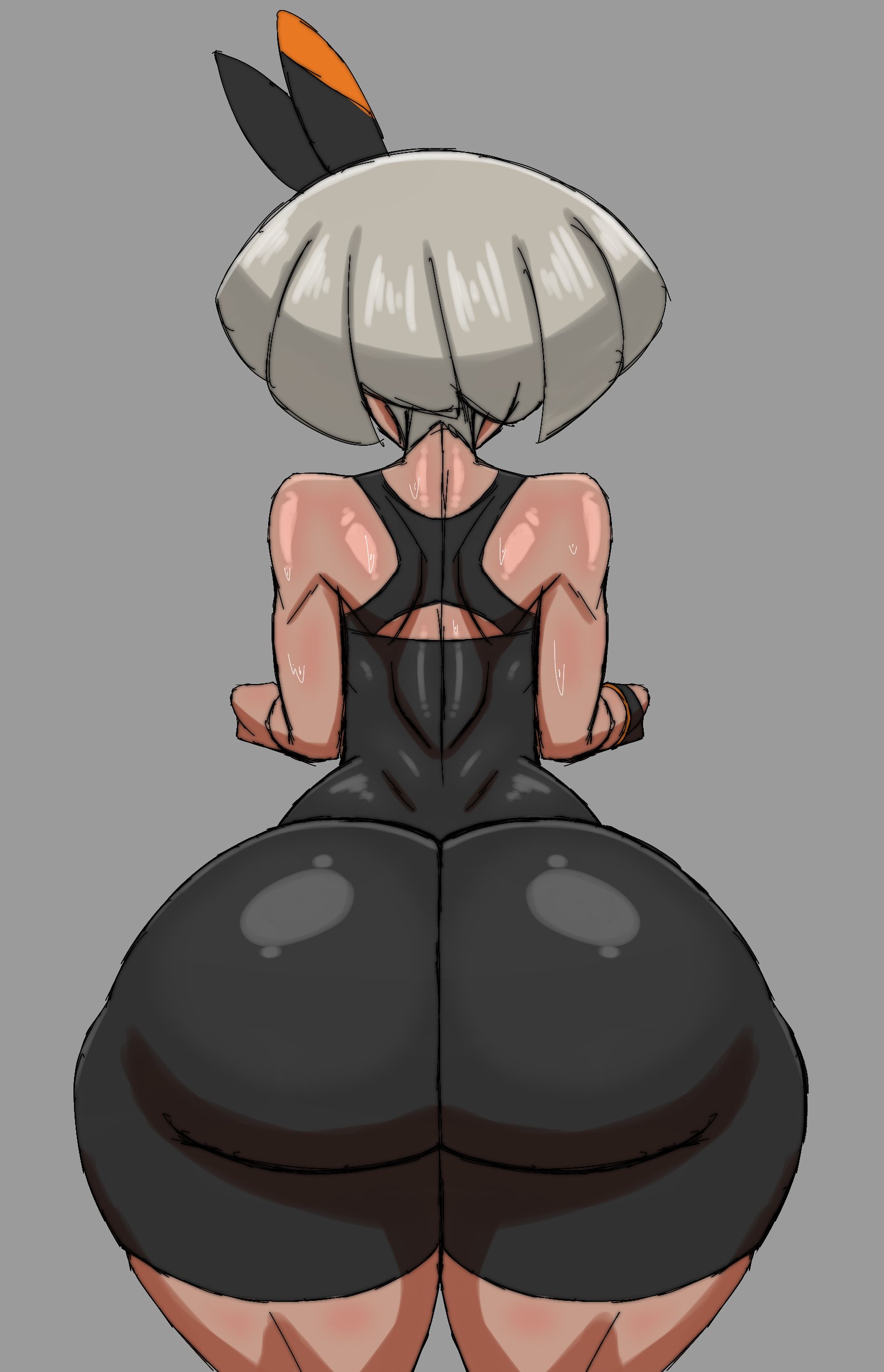 1girls, ass, ass focus, bea (pokemon), bodysuit, bubble ass, bubble butt, facing away, female, mrn00b0d1, muscular, muscular female, n00b x5 (lt4l14n0), nintendo, pokemon, pokemon ss, saitou (pokemon), solo, thick thighs