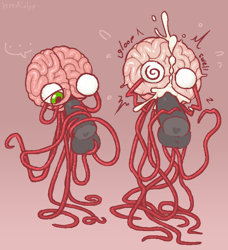 1_eye 2024 ball_fondling balls bodily_fluids brain brain_creature coiling_around_penis coiljob colored cum cum_in_brain cum_inside cum_on_brain digital_drawing_(artwork) digital_media_(artwork) disembodied_penis ellipsis english_text eyestalks fellatio female fondling genital_fluids genitals green_eyes handjob humanoid_genitalia humanoid_penis inflation inflation male male/female mindfuck mouthless not_furry onomatopoeia oral organ_creature organs penetration penile penis pink_body red_body sex simple_background solo sound_effects spiral_eyes swelling tentacle tentacle_sex text thalama_(vexedcalyx) vexedcalyx
