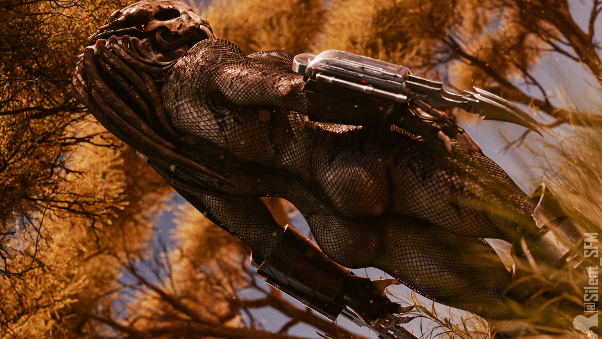 3d, alien, alien girl, alien humanoid, ass, female, female yautja, predator (franchise), silent sfm, yautja