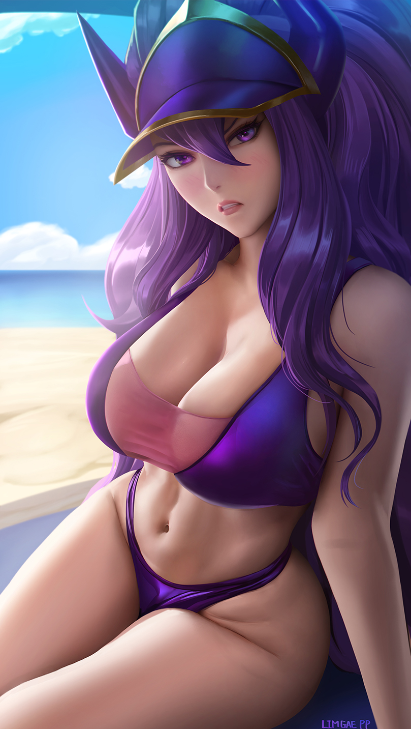 1girls big_breasts breasts female female_only large_breasts league_of_legends limgae pool_party_series pool_party_syndra solo syndra