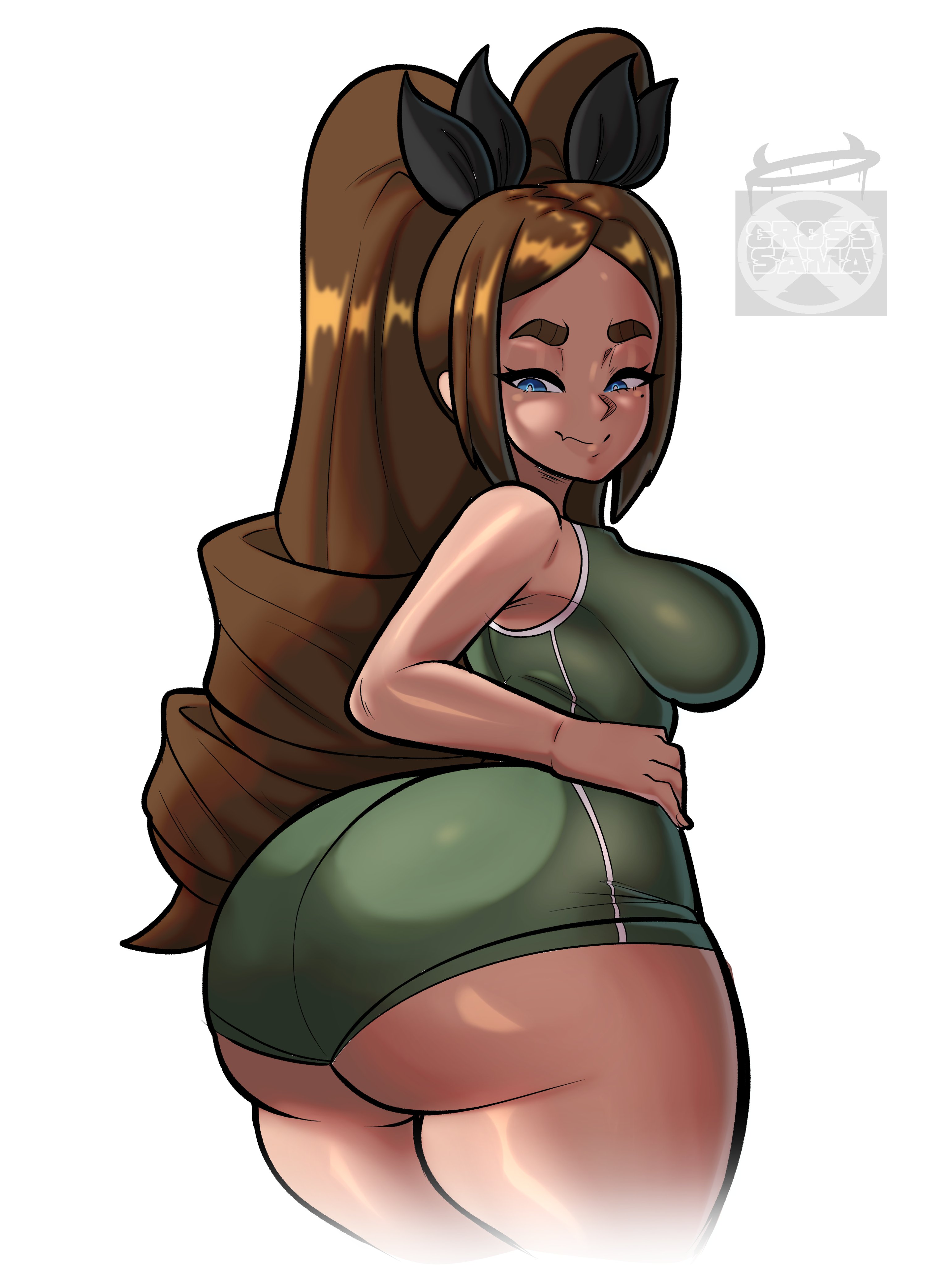 alexandria (cross samax), ass, big breasts, breasts, cross samax, female, huge ass, huge thighs, shortstack, thick thighs, tight clothing, twintails