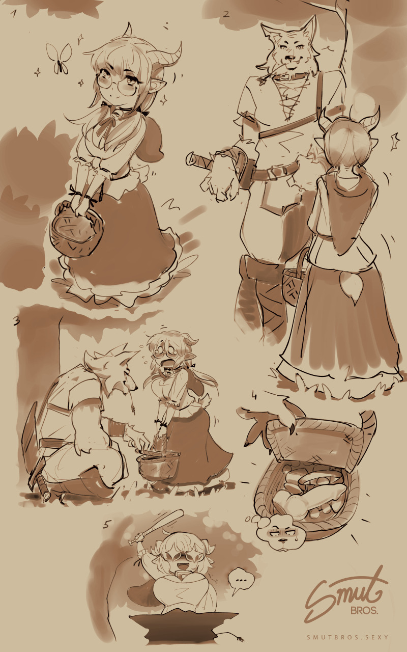 anthro, anthro on female, anthro on human, anthro on humanoid, basket, bbc-chan, bell, bell collar, big bad wolf, collar, comic, dildo, dress, female, female on anthro, glasses, goat, goat girl, horns, human, human on anthro, larger male, little red riding hood, little red riding hood (copyright), long hair, male, nonhuman male on human female, petite, pointy ears, sex toys, size difference, smaller female, sword, tied hair, werewolf, wolf