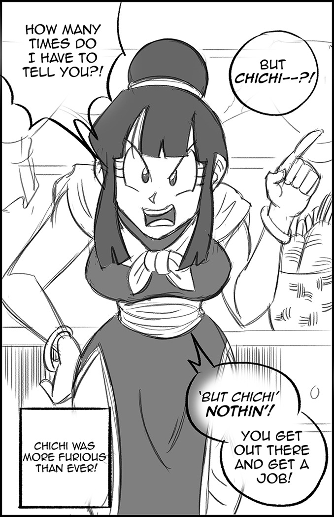 canon couple, chichi, comic, couple, dragon ball, dragon ball z, female, funsexydragonball, goku, husband and wife, son goku