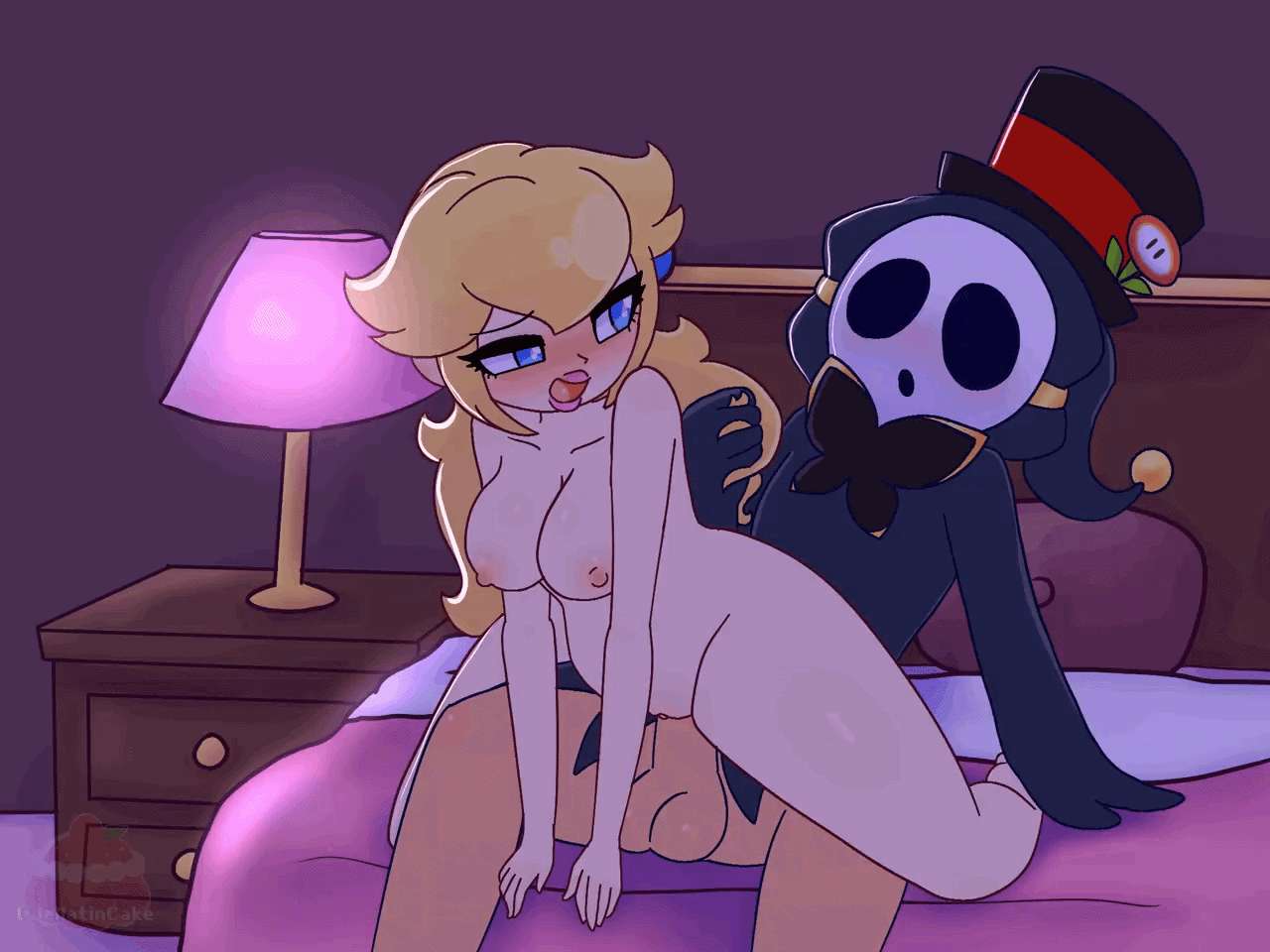 2d, 2d animation, animated, anti groove, ass, balls, big balls, big penis, blonde hair, blush, bouncing breasts, breasts, fan character, female, femdom, human, human female, humanoid, humanoid male, interspecies, jellatincake, light skin, light-skinned female, light-skinned male, male, mario (series), nintendo, nude, penetration, penis, princess peach, pussy, reverse cowgirl position, riding, shy guy, twitter link, vaginal, vaginal only