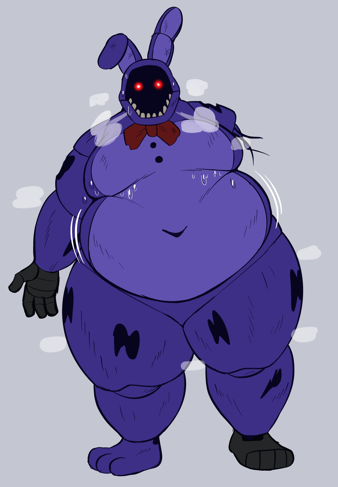 animatronic, animatronic male, bunny, chubby, chubby anthro, chubby belly, chubby male, fat, fat male, five nights at freddy's, five nights at freddy's 2, fnaf, male, megacoolbear (artist), overweight, overweight anthro, overweight humanoid, overweight male, solo, steam, steaming body, steamy, steamy breath, withered bonnie