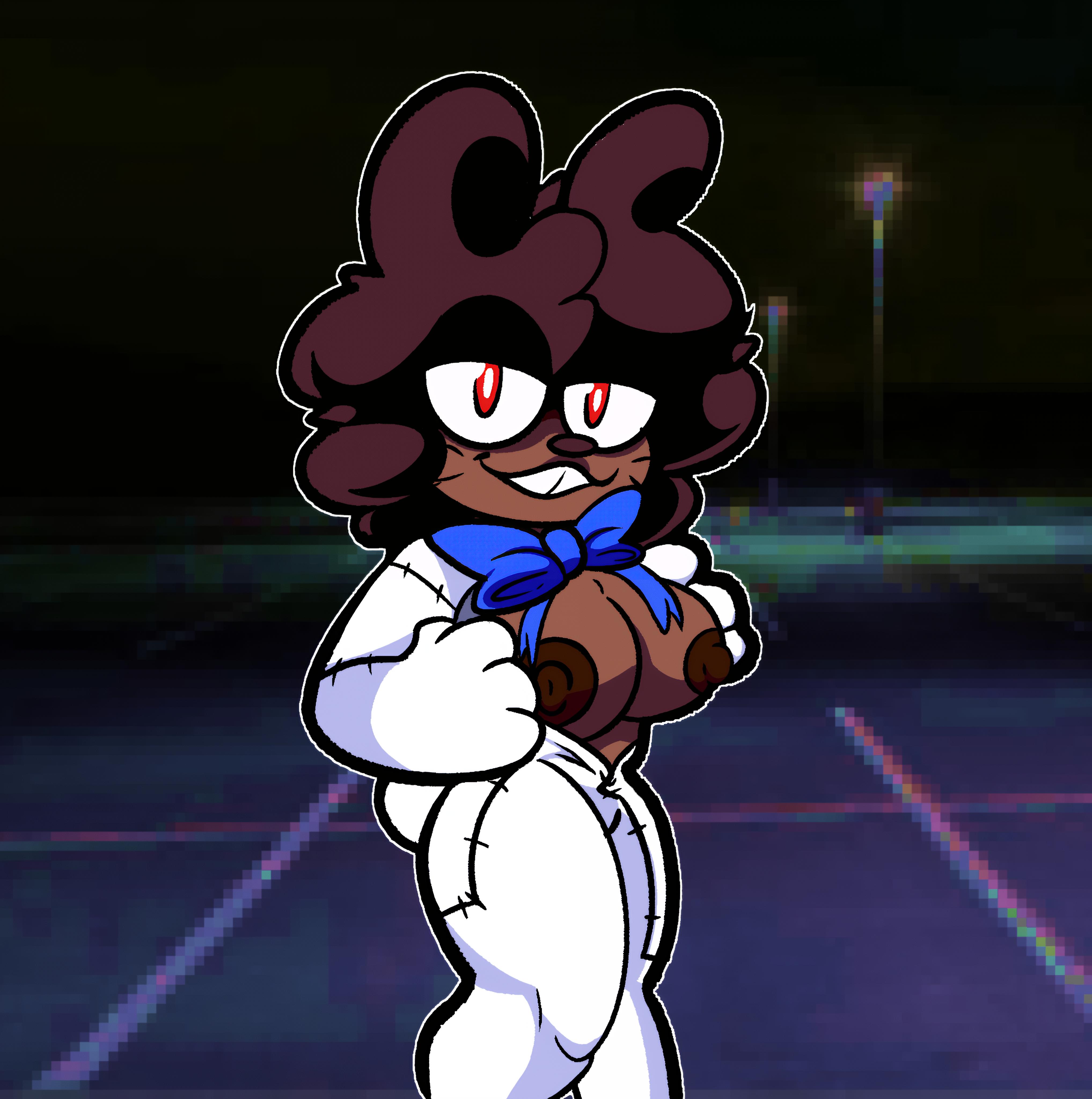 1female, 1girl, 1girls, 2026, 2026s, 2d, 2d (artwork), 2d artwork, areola, areolae, big breasts, blue bow tie, blue bowtie, bodysuit, bow tie, bowtie, breasts, breasts out, brown areola, brown areolae, brown areolas, brown body, brown breasts, brown hair, brown hair female, brown nipples, brown skin, brunette, brunette female, brunette hair, buck teeth, buckteeth, bunny costume, bunny girl, clothing, costume, dark areola, dark areolae, dark areolas, dark breasts, dark nipples, dark skin, dark sky, dark-skinned female, digital art, digital drawing, digital drawing (artwork), digital media, digital media (artwork), digital painting, digital painting (artwork), female, female focus, female only, five nights at freddy's, five nights at frickbears, five nights at frickbears 3, flashing, flashing breasts, fnaf, hair, human, human female, looking at viewer, night, nighttime, nipples, open clothes, open clothing, open suit, plixstars, rabbit girl, rabbit humanoid, red eyes, self upload, short hair, sky, smile, smiling, smiling at viewer, solo, solo female, solo focus, standing, teeth, torn clothes, vannabelle (frickbears 3), vannabelle dewlap, vanny (fnaf), vanny (frickbears), video games, white clothing, white tail, wide hips