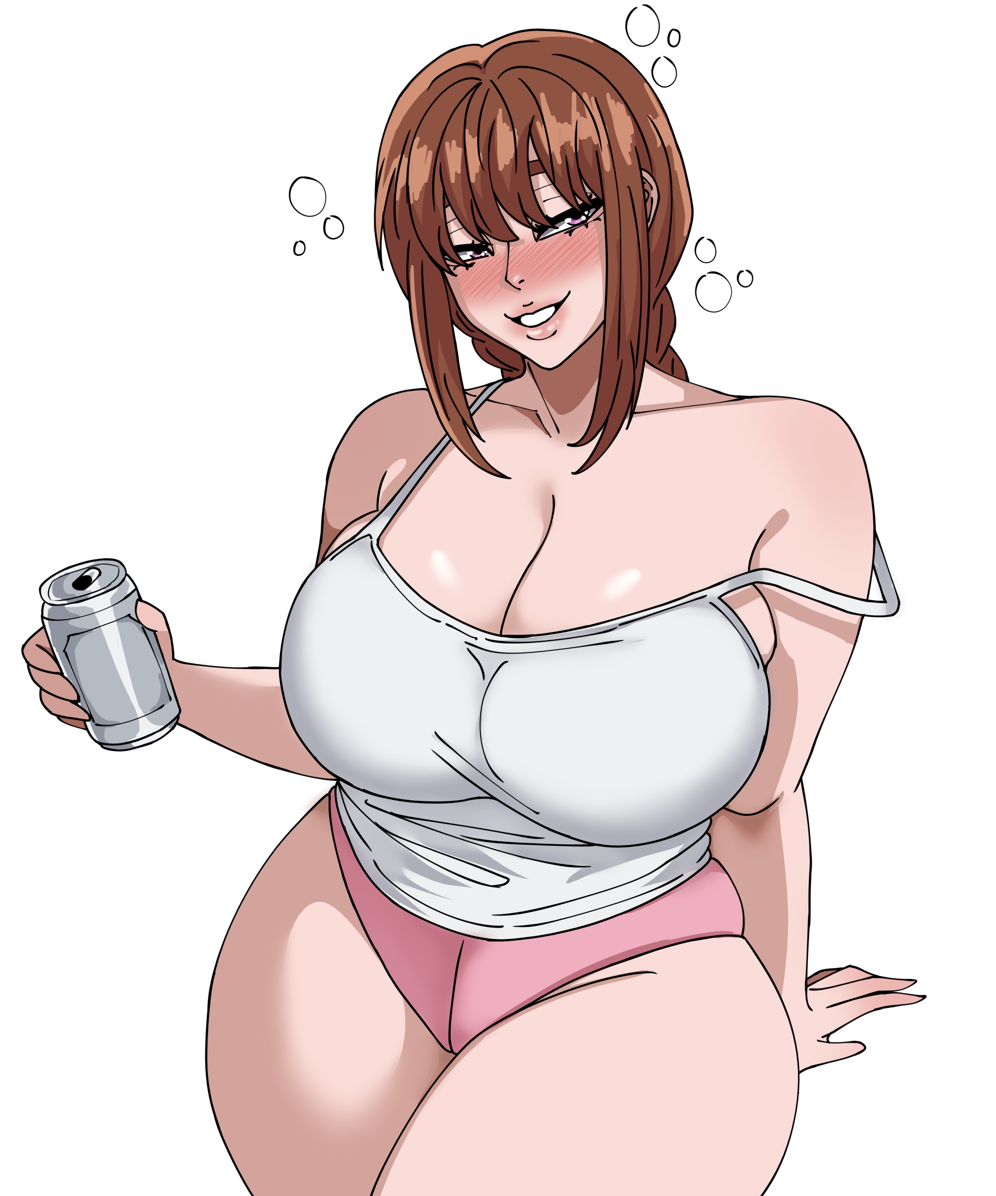 1girls, big breasts, breasts, curvy, demon dog, female, huge breasts, looking at viewer, original character, strap slip, tank top, thick thighs, voluptuous, wide hips