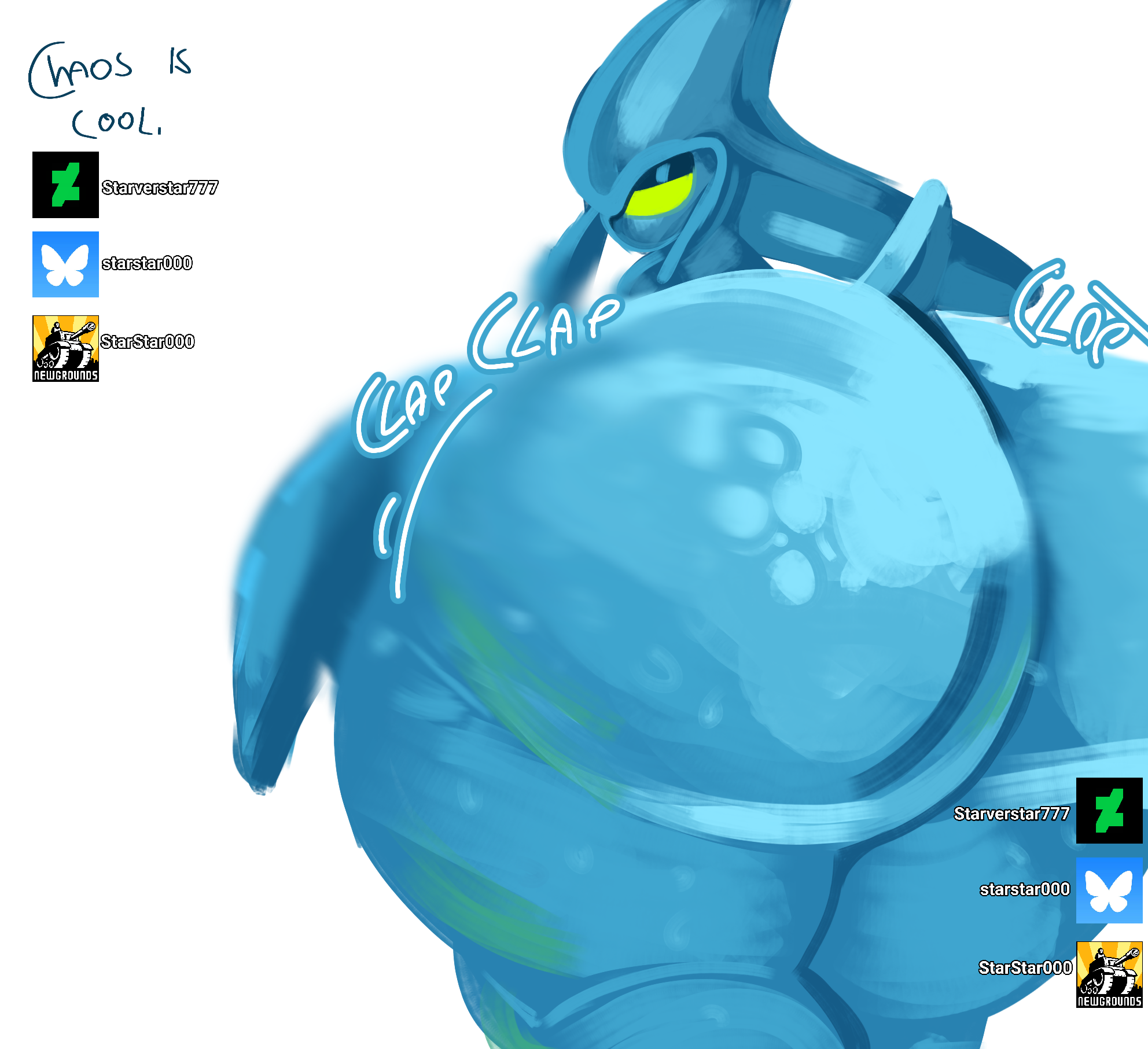 1boy, ass, chaos (sonic), clapping cheeks, femboy, green eyes, hips, large ass, male, male focus, male only, nude, nude male, sega, sonic (series), sonic the hedgehog (series), starstar000, thick thighs, thighs, twerk, twerking, water, wide hips