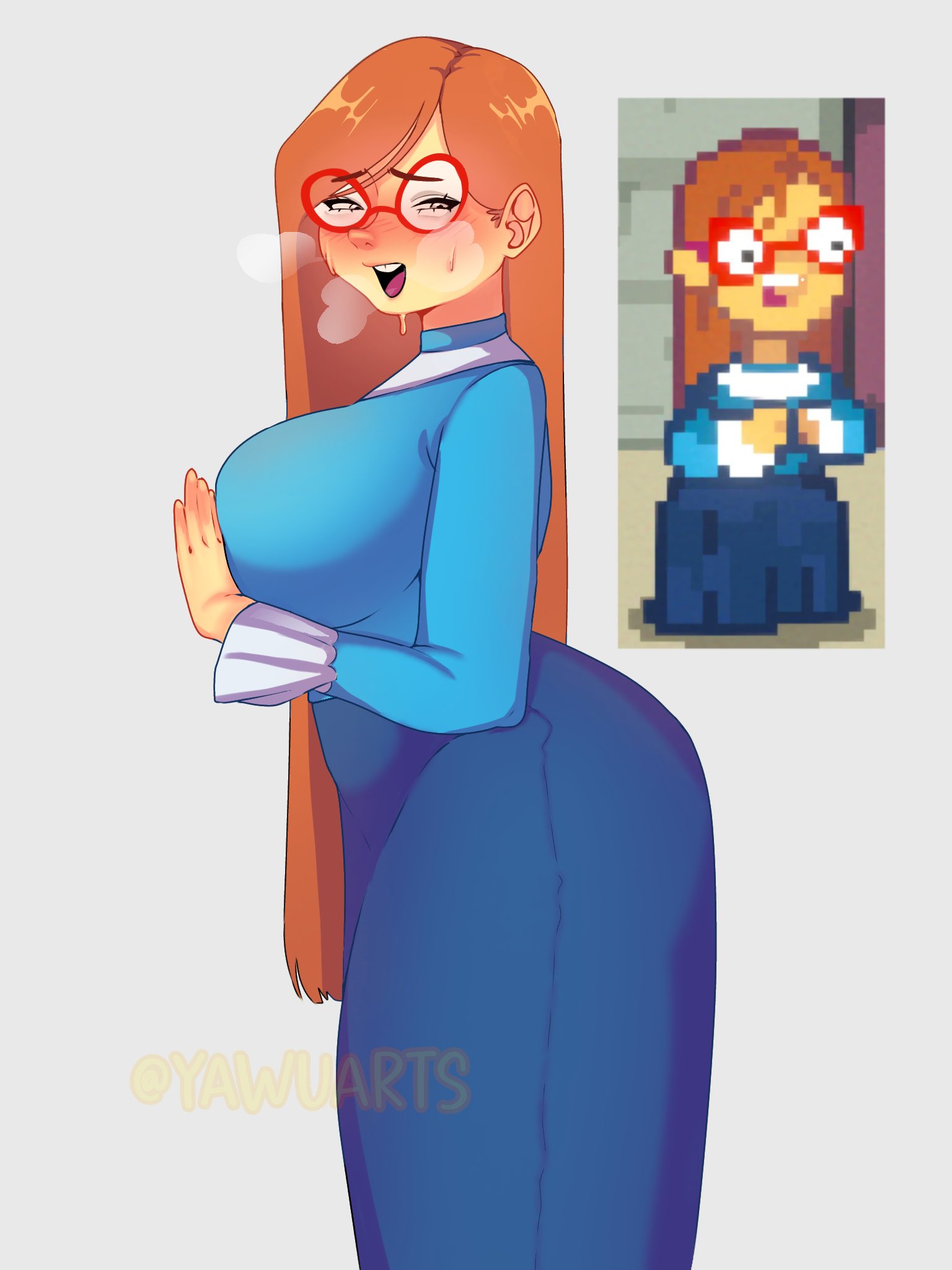 1girls, big ass, big breasts, big butt, big titties, breasts, clothed female, clothing, curvaceous, curvaceous female, curvaceous figure, curvy, curvy figure, curvy hips, cute, female, female focus, female only, glasses, kindergarten (game), kindergarten 3, large breasts, long hair, ms. lovelett, orange hair, teacher, yawuarts