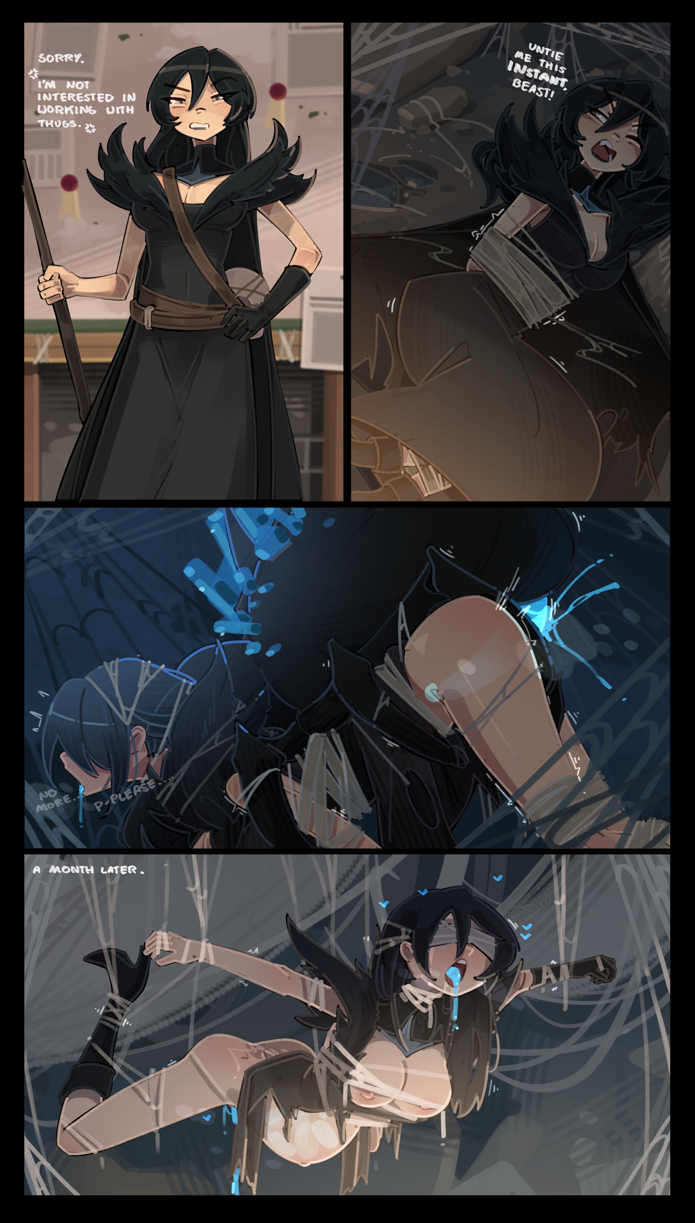 1girls, 2025, 2d, adventurer, ahe gao, arachnid, arachnophilia, bad end, begging to stop, big breasts, black hair, blue cum, breasts, breeding, broken rape victim, cocky, comic, confident, cum, cum in pussy, cum inside, defeat rape, defeated, defeated heroine, egg implantation, fantasy, female, femsub, feral on female, from behind, hanging from ceiling, heart, human, impregnation, insectophilia, instant loss, interspecies, interspecies impregnation, interspecies pregnancy, long hair, male, maledom, mind break, monster, nipples, open mouth, original character, penetration, pregnant, pussy, rape, raped, raped by monster, restrained, robe, sanistae, sex, shuuko, spider, spider web, spread legs, suspension, tied up, time skip, tongue, tongue out, torn clothes, vaginal penetration, web, web blindfold, web bondage, webbed rape victim