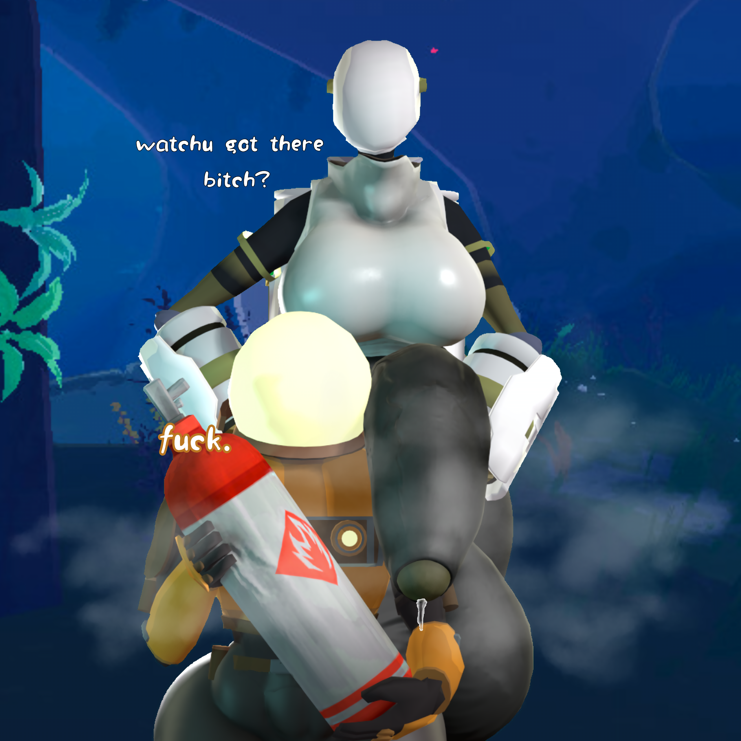 1futa, 3d, 3d (artwork), artificer (risk of rain), balls, balls bigger than head, ballsinmymouth, big balls, big breasts, big penis, bottomless, breasts, bussy, carrying object, commando (risk of rain), dickgirl, dirty talk, female, flaccid, flaccid penis, fucked senseless, fucked silly, futa on male, futanari, gigantic penis, holding, huge ass, huge balls, huge cock, huge thighs, hyper testicles, imminent rape, imminent sex, intersex, male, mask, masked, masked female, masked male, menacing, mind break, musk, musk clouds, musky cock, penis, penis bigger than head, precum, precum drip, rape, risk of rain, robot, sfm, source filmmaker