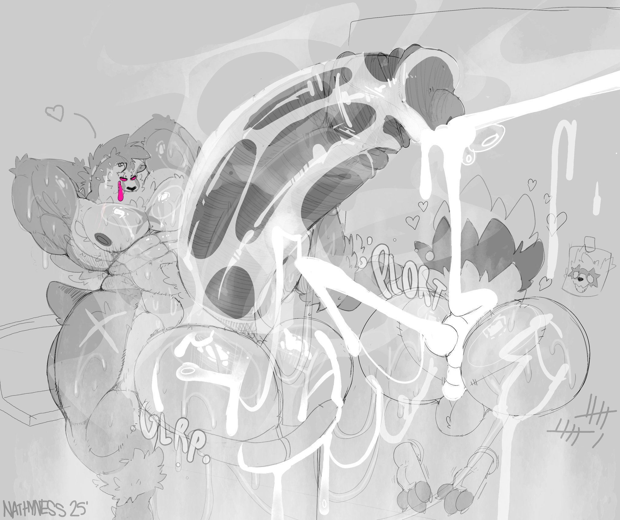 2boys, balls, balls sound effects, bfad, boner, erection, excessive cum, furry, galarian zigzagoon, gay, heart, huge ass, hyper penis, male, male only, monochrome, muscular, musk, musk clouds, musk fetish, musky, musky cock, nathyness, nude, obstagoon, penis, pokemon, pokemon (species), post-orgasm, sweat, sweating, tagme, zigzagoon