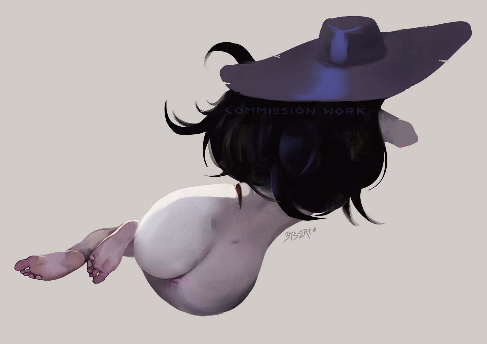 ass, black hair, dead by daylight, feet, hat, nude, scar, tagme, the spirit (dead by daylight)