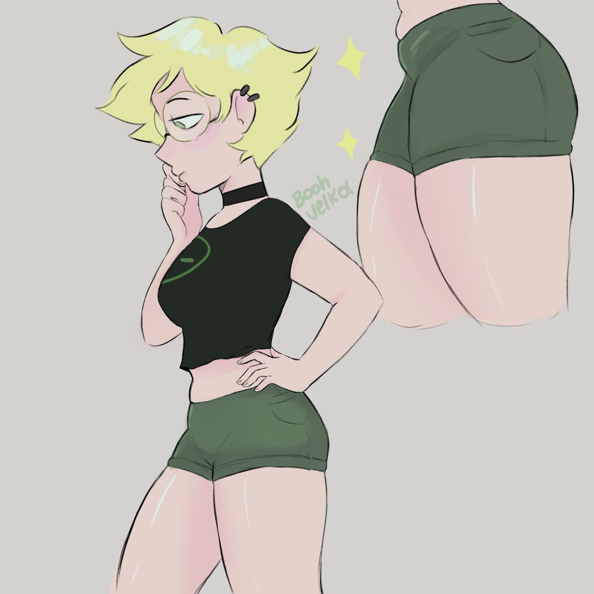 big ass, big breasts, big butt, big thighs, big titties, boohvelka, breasts, cartoon network, clothing, curvaceous, curvaceous female, curvaceous figure, curvy, curvy figure, curvy hips, female, female focus, female only, glasses, humanized, humanoid, humanoid female, peridot (steven universe), pircing, short hair, steven universe, yellow hair
