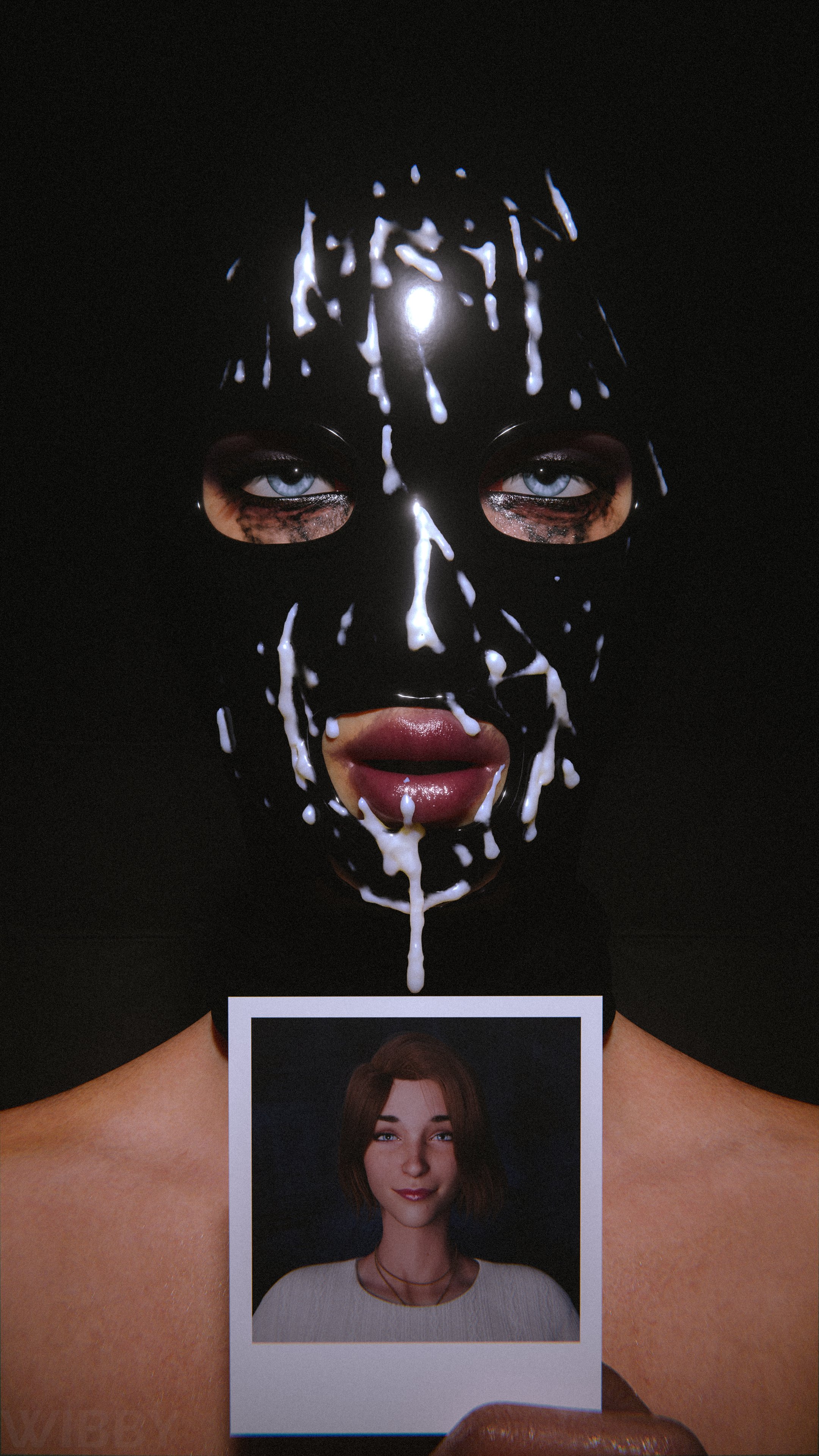 1girls, 3d, blue eyes, cum, cum on face, female, female only, femsub, hood, latex mask, life is strange, life is strange: double exposure, mask, max caulfield, max caulfield (double exposure), photograph, ruined makeup, running mascara, runny makeup, solo, tagme, wibby