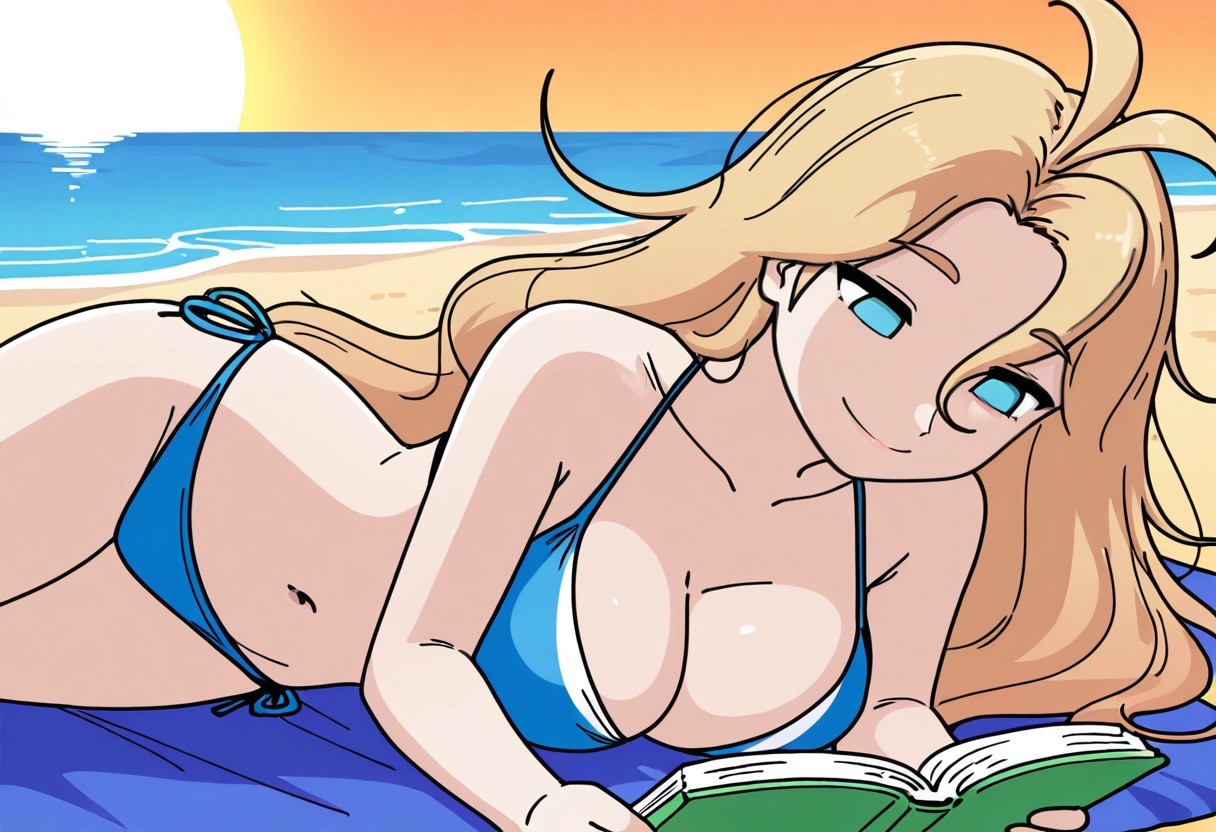 ai generated, beach, bikini, derpixon, female, valentine (derpixon)
