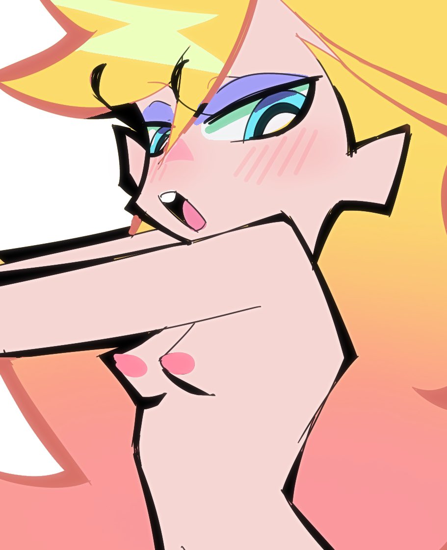 1girls, accurate art style, big nipples, breasts, breasts focus, breasts out, female, flat chest, flat chested, fleshpie669, nipple , nipples, panty & stocking with garterbelt, panty anarchy, perky breasts, perky nipples, pinup, slip, small breasts, tiny breasts
