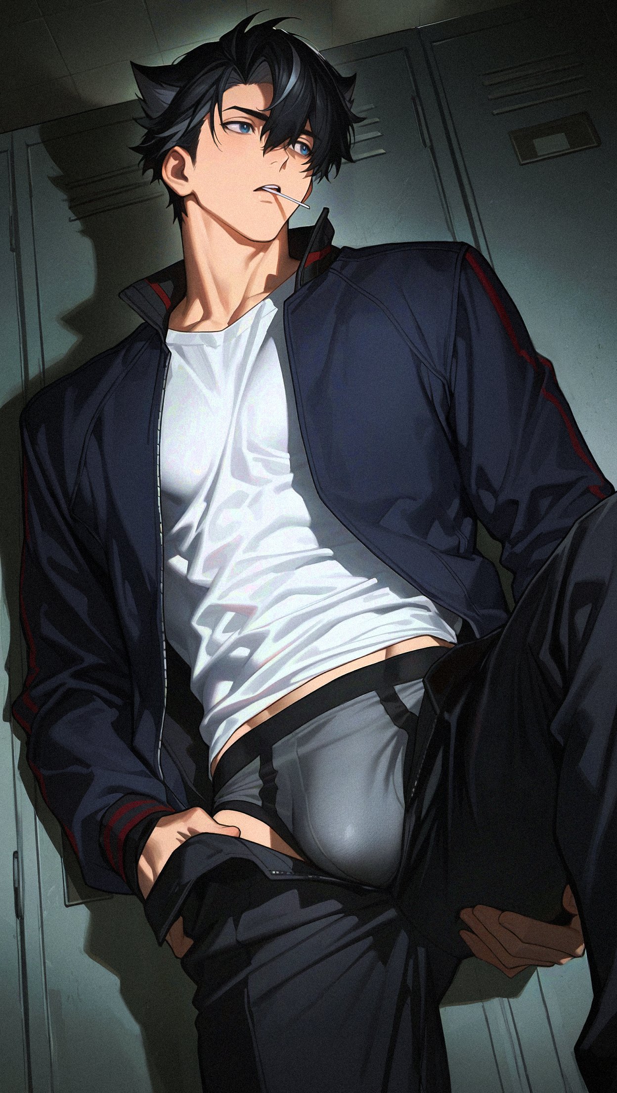 ai generated, bara, gay, genshin impact, male, male focus, male only, muscular, muscular male, noname22 11, wriothesley (genshin impact), yaoi