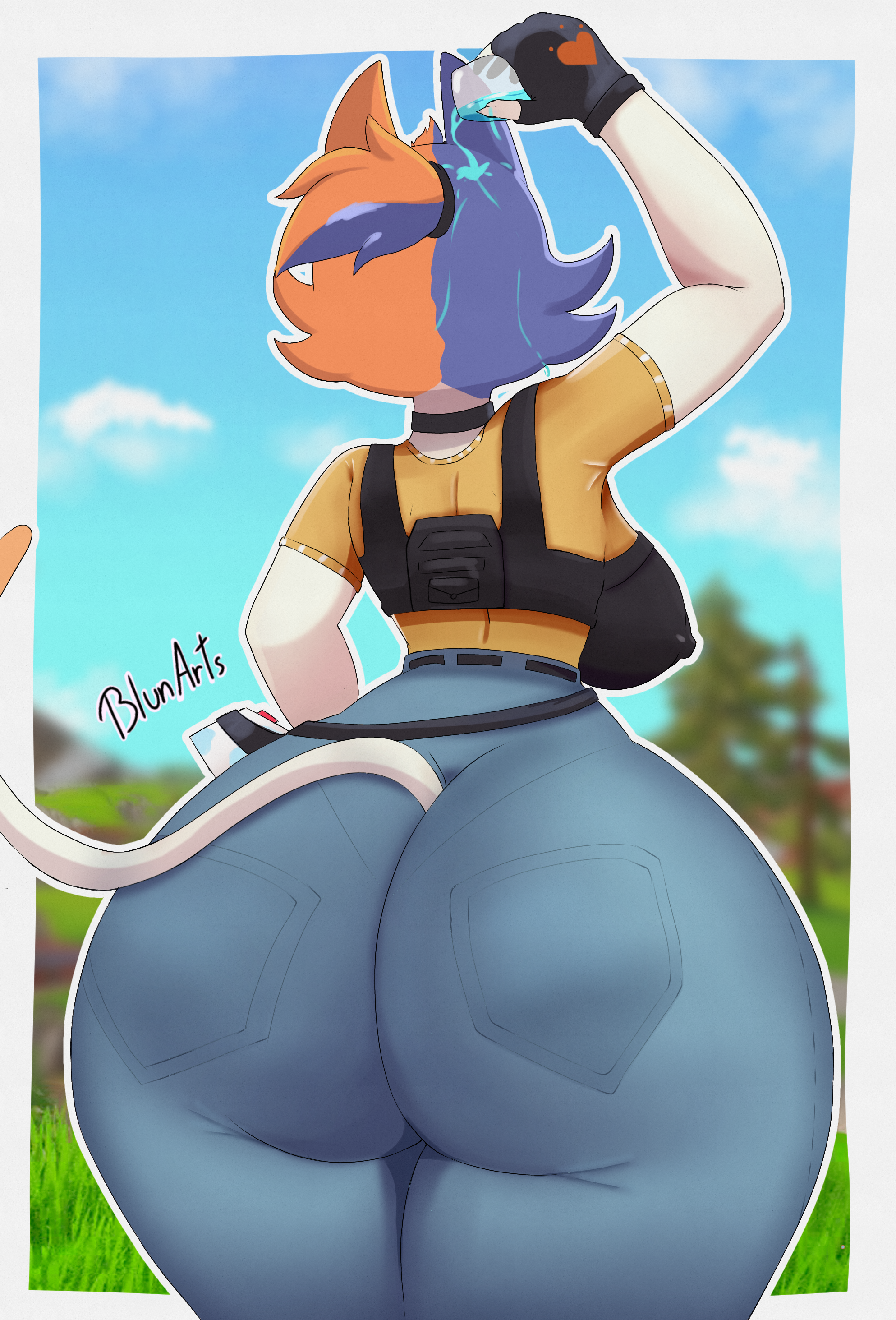 ass, ass focus, belly, big ass, big breasts, big butt, big thighs, breasts, cat ears, cat meowdy, cat tail, cate meowdy (fortnite), female, fortnite, fortnite: battle royale, hyper ass, shortstack, solo, solo female