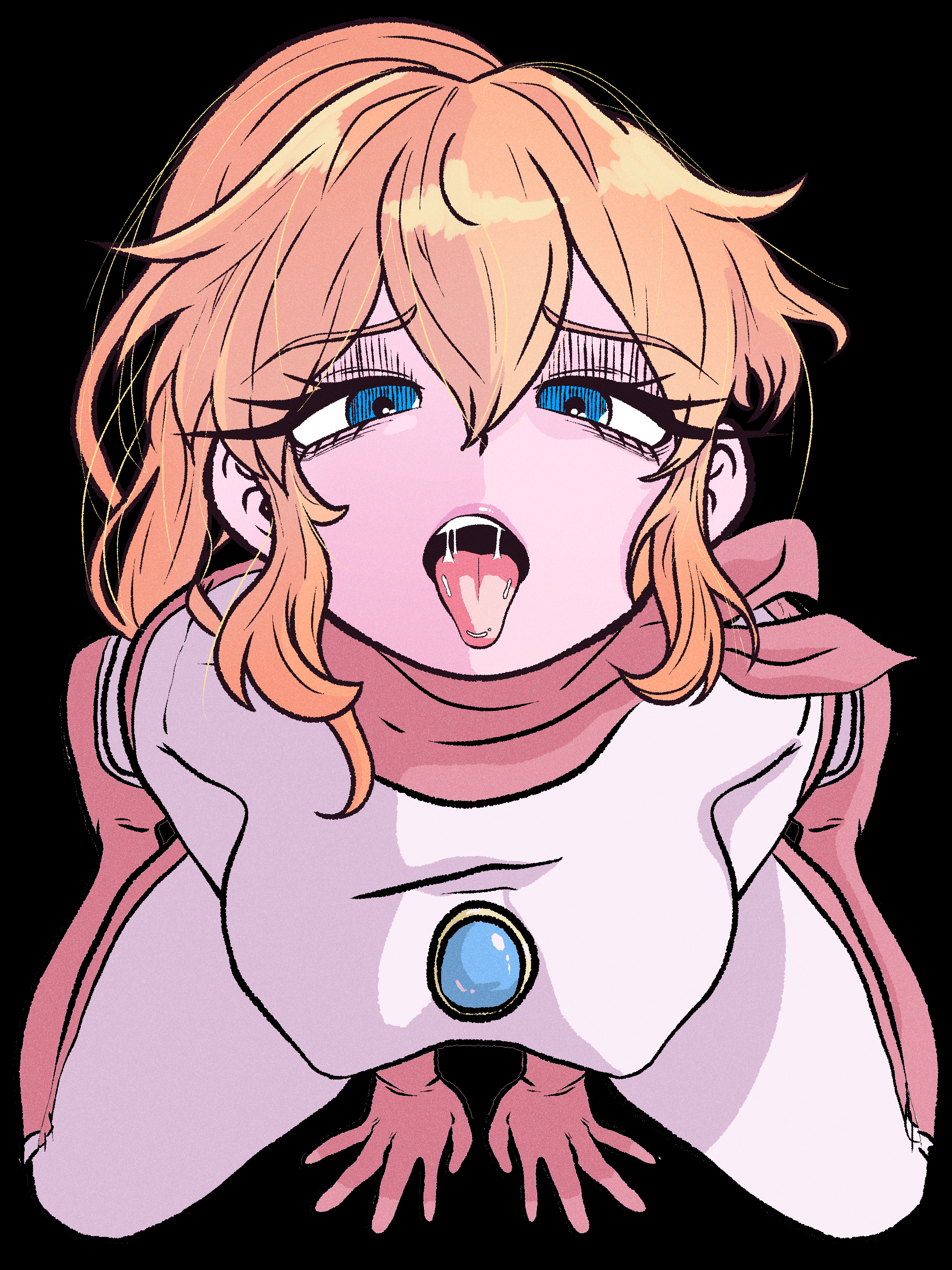 1girls, blonde female, blonde hair, blue eyes, clothed, clothed female, female, kopuarts, looking at viewer, looking up, mario (series), mario kart, on knees, open mouth, presenting tongue, princess peach, racing suit, saliva, saliva on tongue, saliva string, scarf, solo, solo female, tongue, tongue out