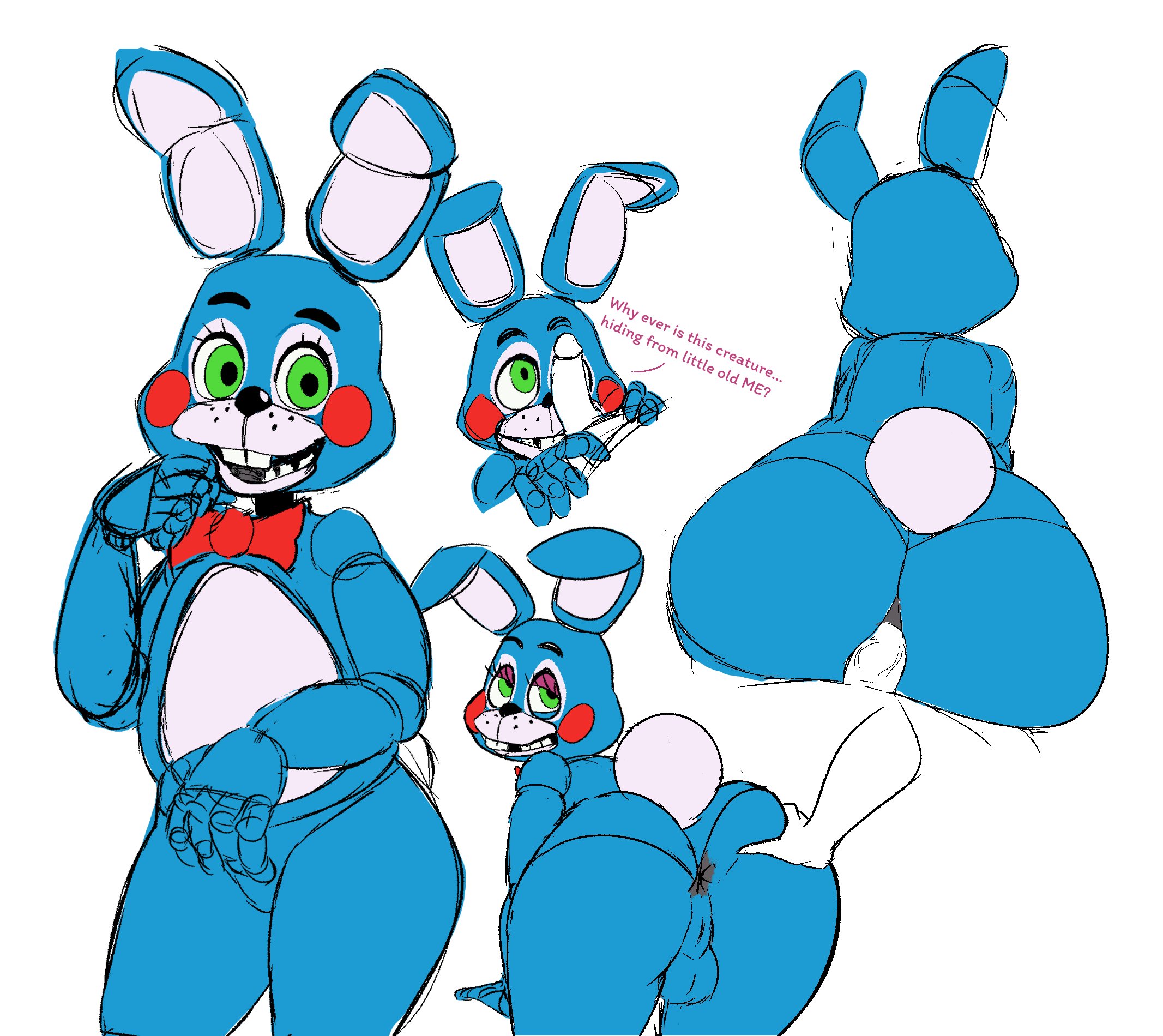 2025, 2d, 2d (artwork), 2d artwork, anal, anal sex, animatronic, animatronic male, anthro, anus, anus focus, ass, balls, ballsack, big ass, big butt, bowtie, dialog, dialogue, digital art, digital drawing (artwork), digital media (artwork), femboy, five nights at freddy's, five nights at freddy's 2, furry, furry male, green eyes, impstripe, lagomorph, leporid, male, male only, male penetrated, male penetrating, male penetrating male, male pov, male/male, penis, pov, rabbit, rabbit ears, robot, robot boy, scottgames, tagme, toy bonnie (fnaf), unseen male face