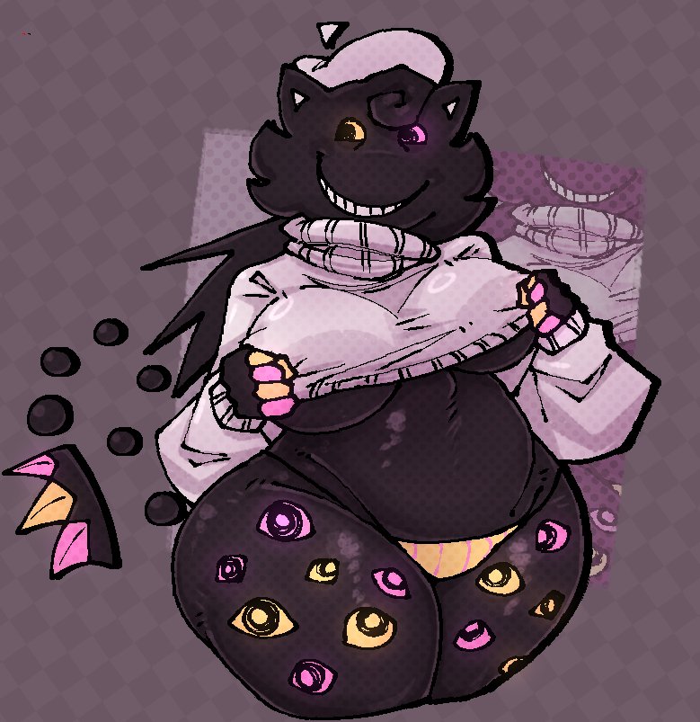 deltarune, folly (regretevator), friend (deltarune), justeg33, panties, pink eyes, regretevator, tagme, wacky folly (wackyfolly), white beret, white sweater, yellow eyes