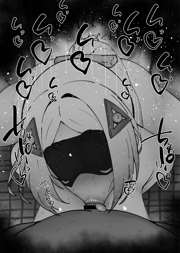 :>=, 1boy, 1girls, bare shoulders, black and white, blush, breasts, censored, dark skin, dark-skinned male, deepthroat, detailed background, drooling, erect nipples, eyelashes, fellatio, female, heart, human, indoor, inside, interracial, kurotama, looking at viewer, male, male pov, mask, monochrome, nipples, oral, oral sex, penis, room, saliva, shiny, shiny skin, short hair, sketch, sound effects, sweat, text, tied hair, tongue, tongue out, trigger (zenless zone zero), vein, veins, veiny, veiny penis, zenless zone zero