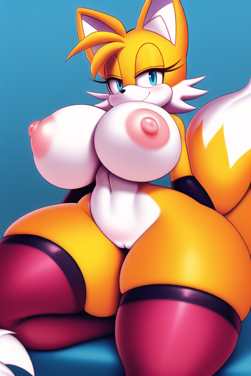 1girls ai_generated anthro areolae ass bedroom_eyes blue_eyes breasts bubble_butt busty fat_ass female female_only fox fox_ears front_view gakapin genderswap_(mtf) giant_ass giant_breasts hourglass_figure huge_ass huge_breasts huge_thighs looking_at_viewer miles_prower naked nipples novelai original original_artwork pussy rule_63 small_waist smug sonic_(series) sonic_the_hedgehog_(series) tails tailsko thick thick_ass thick_thighs thighhighs voluptuous wide_hips yellow_fur