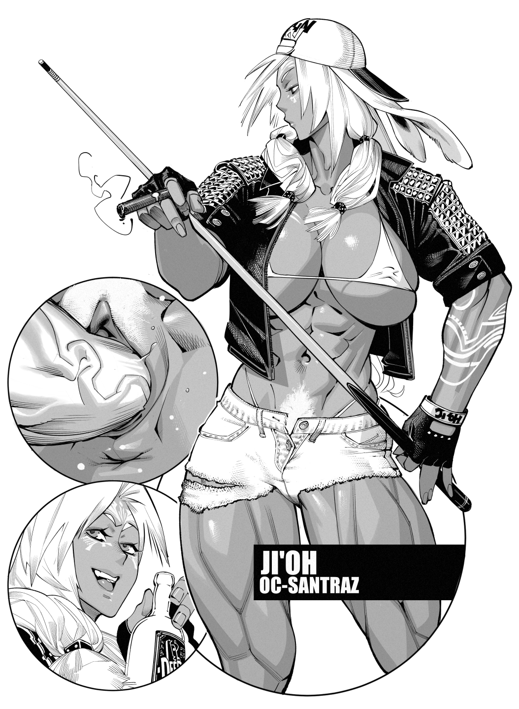 1girls, animal ears, breasts, burustandin, dark skin, dark-skinned female, female pubic hair, greyscale, hi res, large breasts, monochrome, muscular, muscular female, navel, original, penis, pubic hair, pussy, rabbit ears, sex, solo, thick thighs, twintails, vaginal penetration