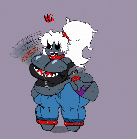1girls animated ass belly black_body bracelet breasts chain_chomp chain_chomp_chick cleavage collar fat female female_focus female_only fuzefurry hips hyper hyper_ass hyper_breasts jeans jumping large_ass large_breasts mario_(series) nintendo overweight overweight_female panties ponytail sharp_teeth stomach super_mario_bros. thick_thighs underwear waving white_hair wide_hips