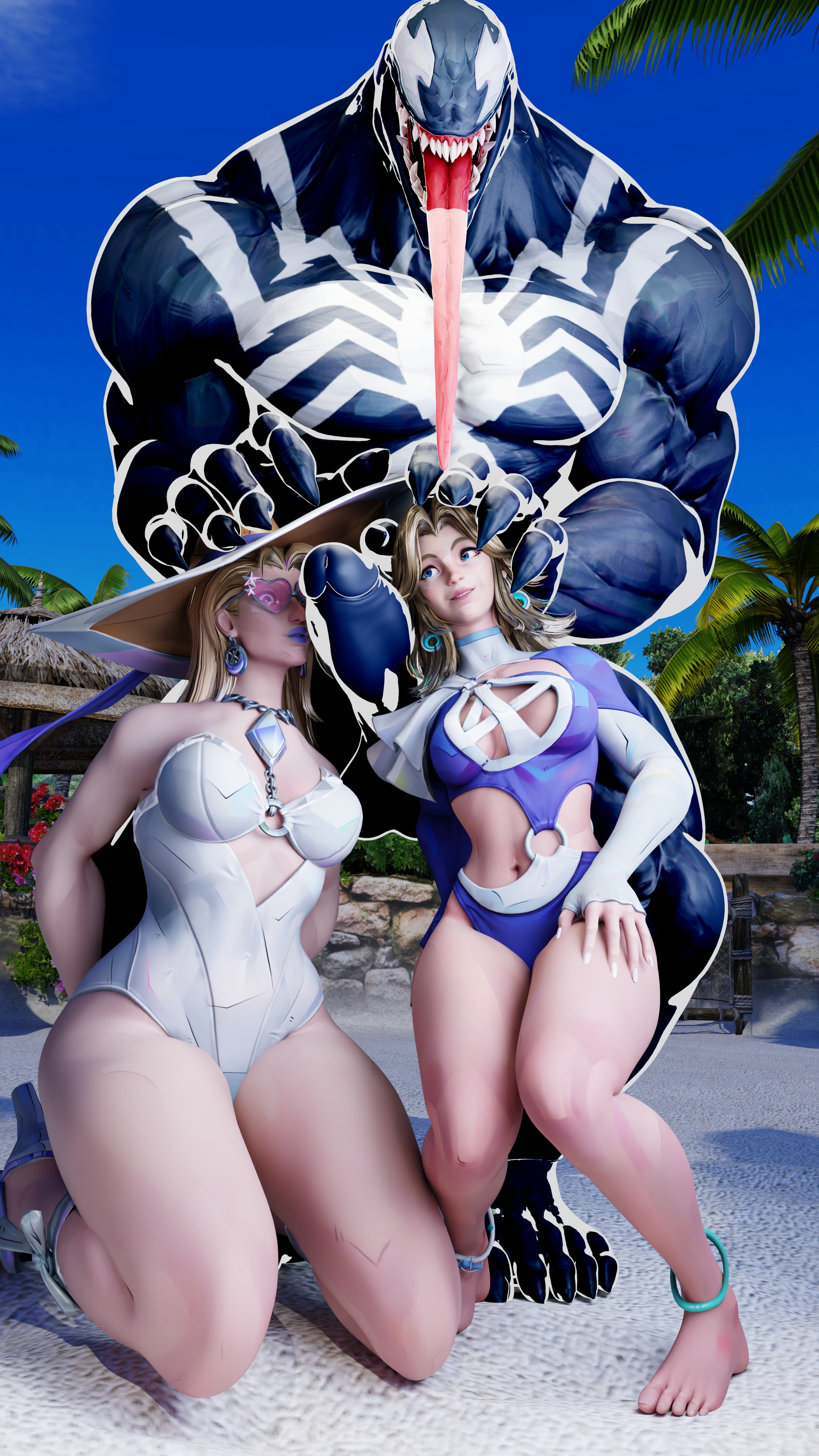 3d, beach, big penis, blonde female, blonde hair, emma frost, emma frost (marvel rivals), emma frost (white wave queen), female, invisible woman, invisible woman (azure shade), invisible woman (marvel rivals), marvel, marvel rivals, mrbag3d, netorare, noctryanim, ntr, sue storm, swimsuit, swimwear, symbiote, venom (marvel rivals), venom (marvel), voluox