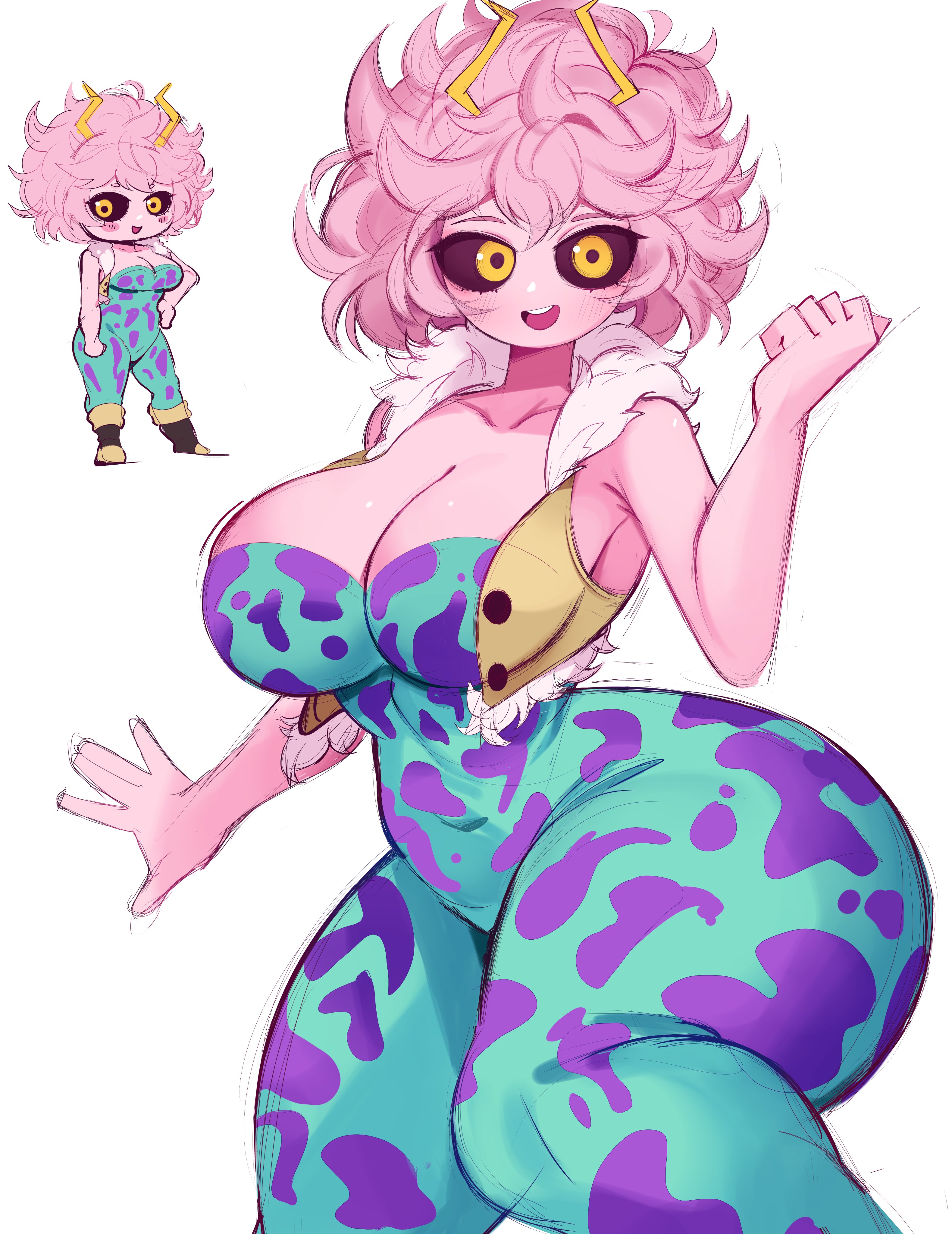 1girls, ass, big ass, boku no hero academia, female, female focus, female only, hero outfit (mha), large ass, large breasts, mina ashido, my hero academia, pink body, pink hair, pink skin, reinsleif, rox hoxten, short hair, solo, teenager, thick thighs, thighs, wide hips