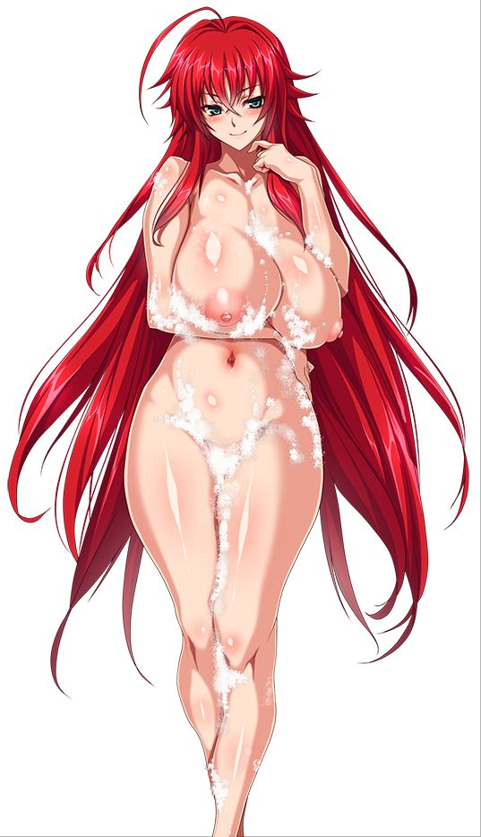 blush breasts female g_kilo-byte high_school_dxd huge_breasts long_hair looking_at_viewer nipples nude red_hair rias_gremory saberfish solo