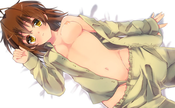 clannad clothing female furukawa_nagisa medium_breasts nipples pajamas tagme