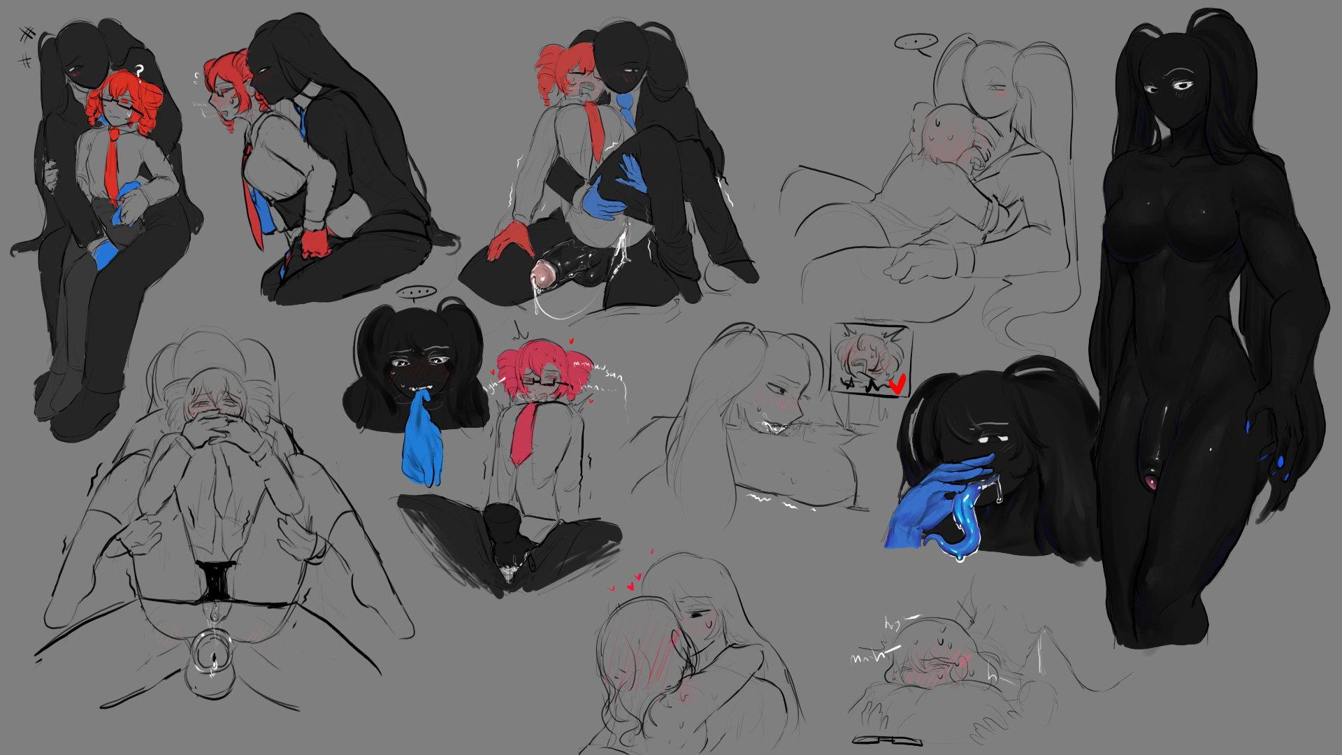 ..., 1futa, 1girls, abs, after sex, anal, another cup, assertive female, black hair, blush, breasts, bunnycat (producer), clothed, clothed sex, clothes, clothing, colored skin, cum, cum in pussy, cum inside, cum leaking, cumming, cumming while penetrating, dickgirl, dominant female, female, female focus, female in suit, futa on female, futanari, givemeas3c, gloves, grey background, hatsune miku, hatsune miku (another cup), heart, height difference, hetero, kasane teto, kasane teto (another cup), larger female, long hair, long tongue, medium breasts, multiple girls, muscular, muscular female, necktie, nipples, nude, older female, overstimulation, panties, pants, penis, penis in pussy, ponytail, red hair, sex, shirt, short hair, shorter female, simple background, sitting, sitting on lap, sitting on person, size difference, sketch, smaller female, smile, socks, spoken heart, submissive female, suit and tie, sweat, taller female, trembling, twintails, vaginal penetration, vaginal sex, vocaloid, younger female