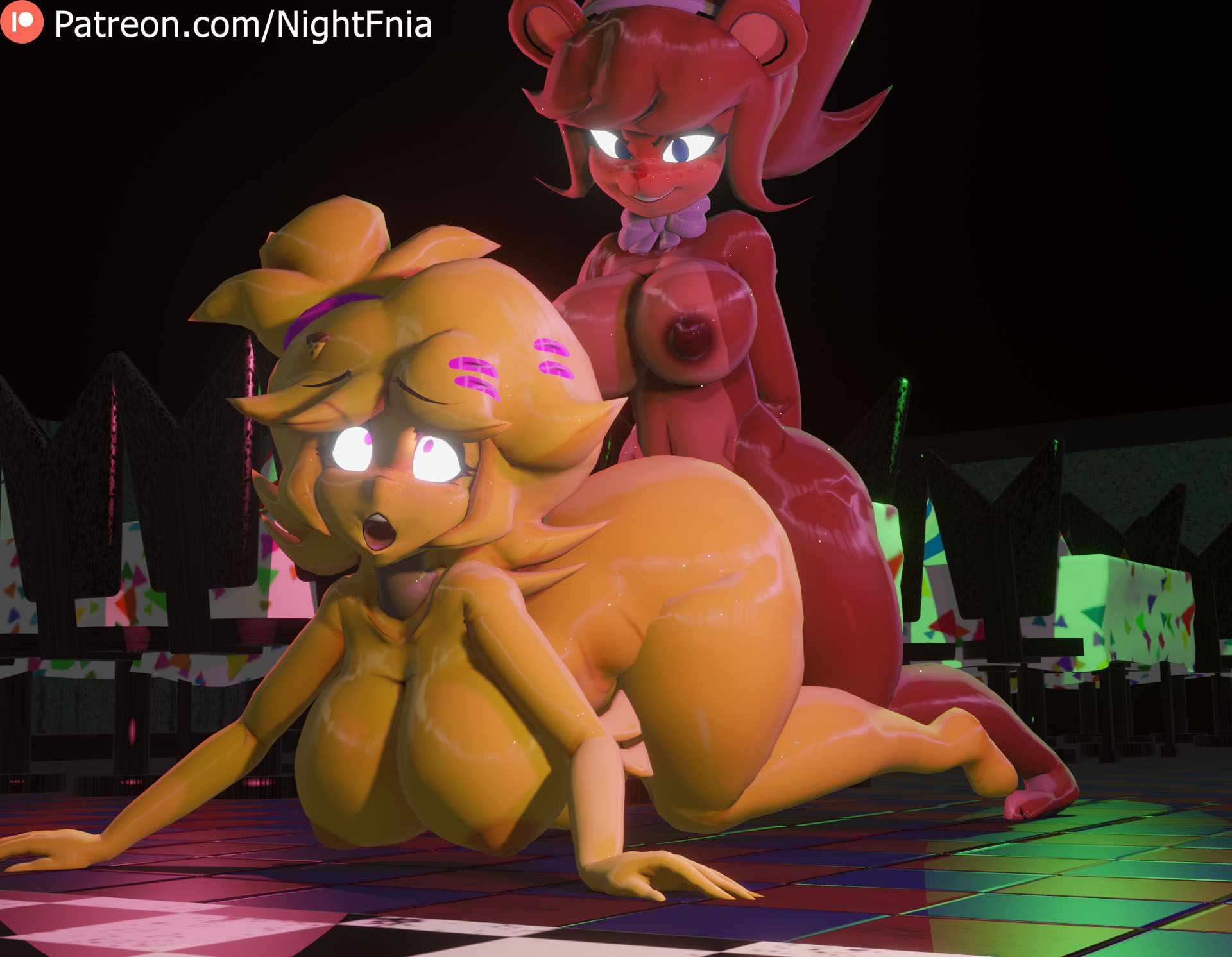 1futa, 1girls, 3d, anthro, big breasts, breasts, chiku, female, five nights at freddy's, fredina's nightclub, frenni fazclaire, futa on female, futanari, night3d, tagme