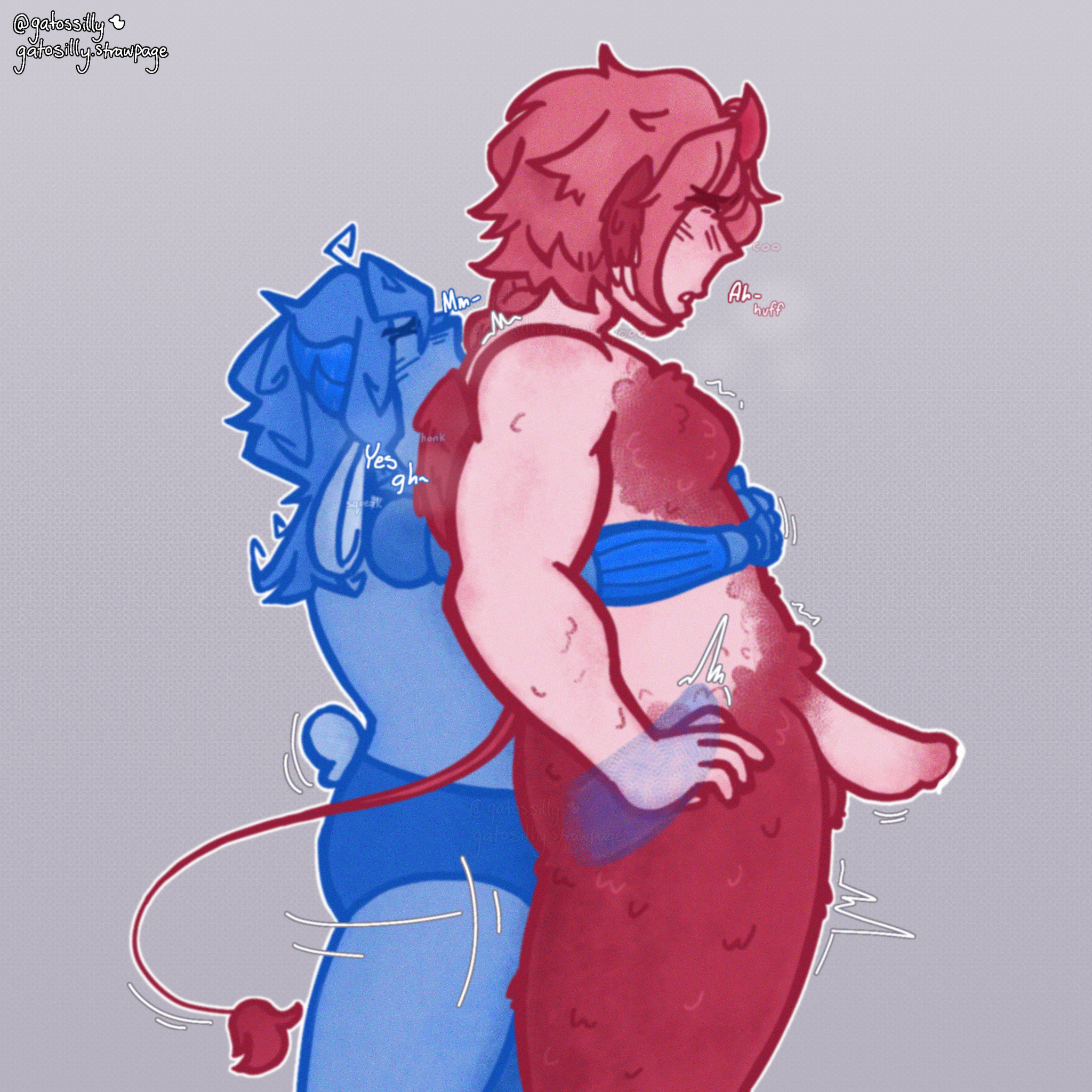 , big dildo, buff male, colored sketch, fat butt, from behind, inphernal, monochrome, phighting, rocket (phighting), self upload, size difference, sketch, small top big bottom, standing sex, strap-on, strapon, sword (phighting), trans man, transmasc
