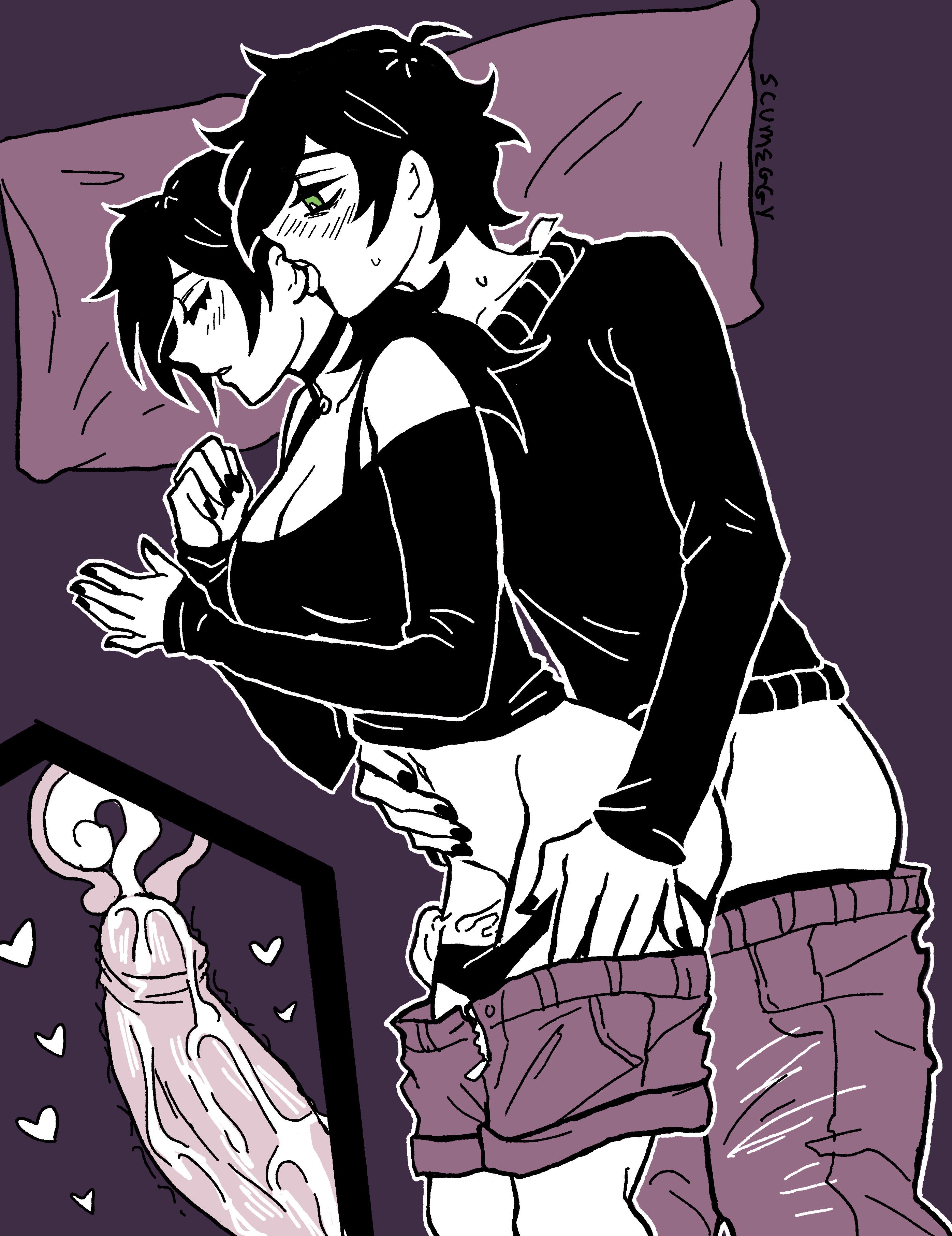 1boy, 1girls, 2d, andrew graves, ashley graves, bed, black hair, blush, breasts, brother and sister, choker, closed eyes, cum, cum in pussy, cum in uterus, cum in womb, cum inside, female, from behind, goth, goth girl, green eyes, human female, human penetrated, impregnation, incest, licking ear, lying, lying on bed, lying on side, male, pale-skinned female, panties, panties down, pants down, penis, ponytail, rape, scumeggy (artist), sex, siblings, sleep molestation, sleeping, somnophilia, straight, the coffin of andy and leyley, tongue, vaginal penetration