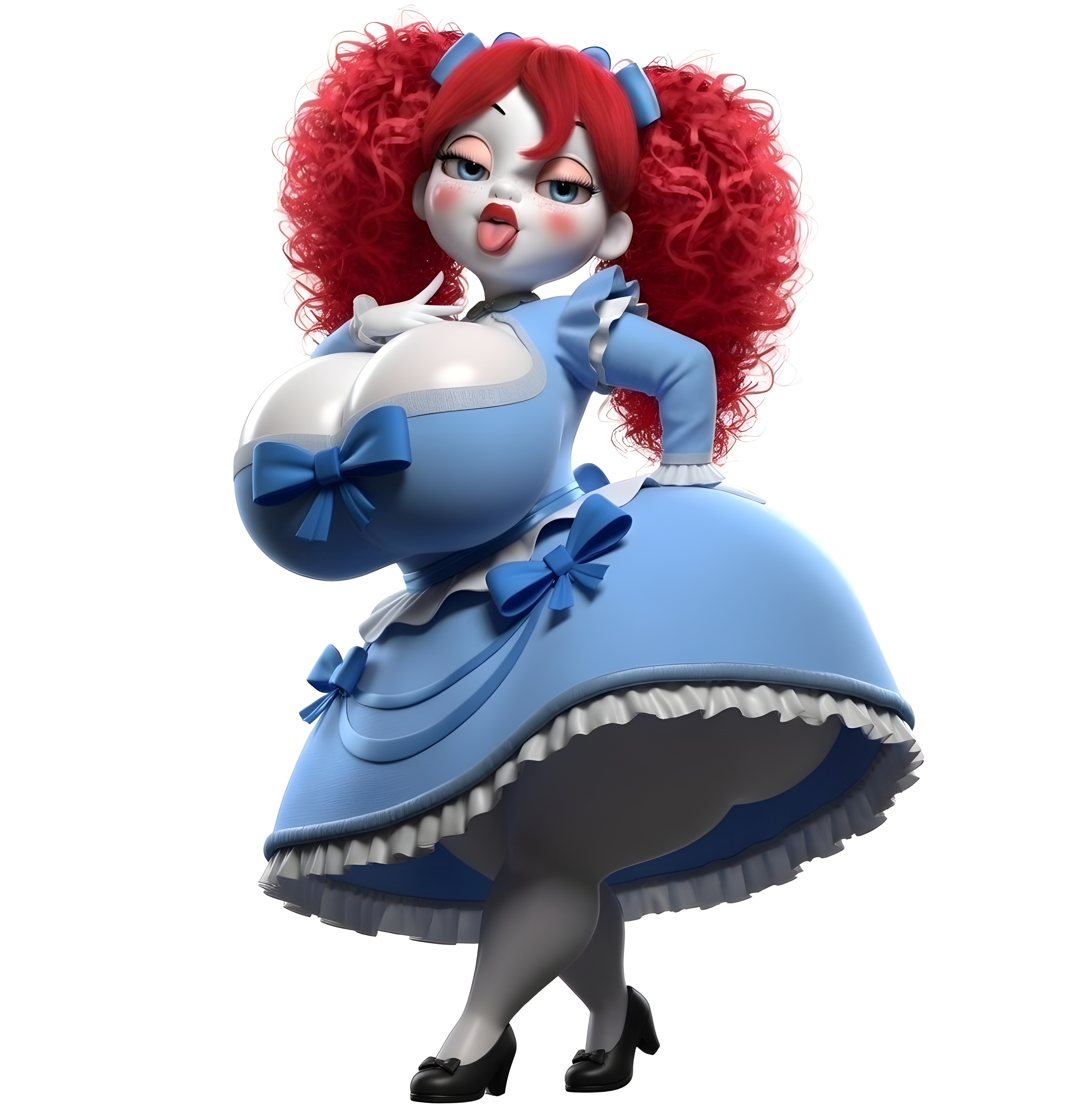 1female, 1girls, ai generated, anatomically incorrect, back view, big ass, big breasts, big butt, brasil louco, bubble ass, bubble butt, clothed, clothed female, curvaceous, curvy, curvy body, curvy figure, cute, doll, fat ass, fat butt, female, female only, front view, full body, fully clothed, huge breasts, large ass, looking at viewer, looking back, looking back at viewer, mob entertainment, poppy (poppy playtime), poppy playtime, seducing, seducing viewer, seductive, seductive look, seductive smile, sexy, sexy body, sexy pose, shortstack, simple background, solo, solo female, solo focus, tagme, teen, teen girl, teenage girl, teenager, thick ass, thick body, thick butt, thick thighs, voluptuous, voluptuous body, voluptuous female, white background