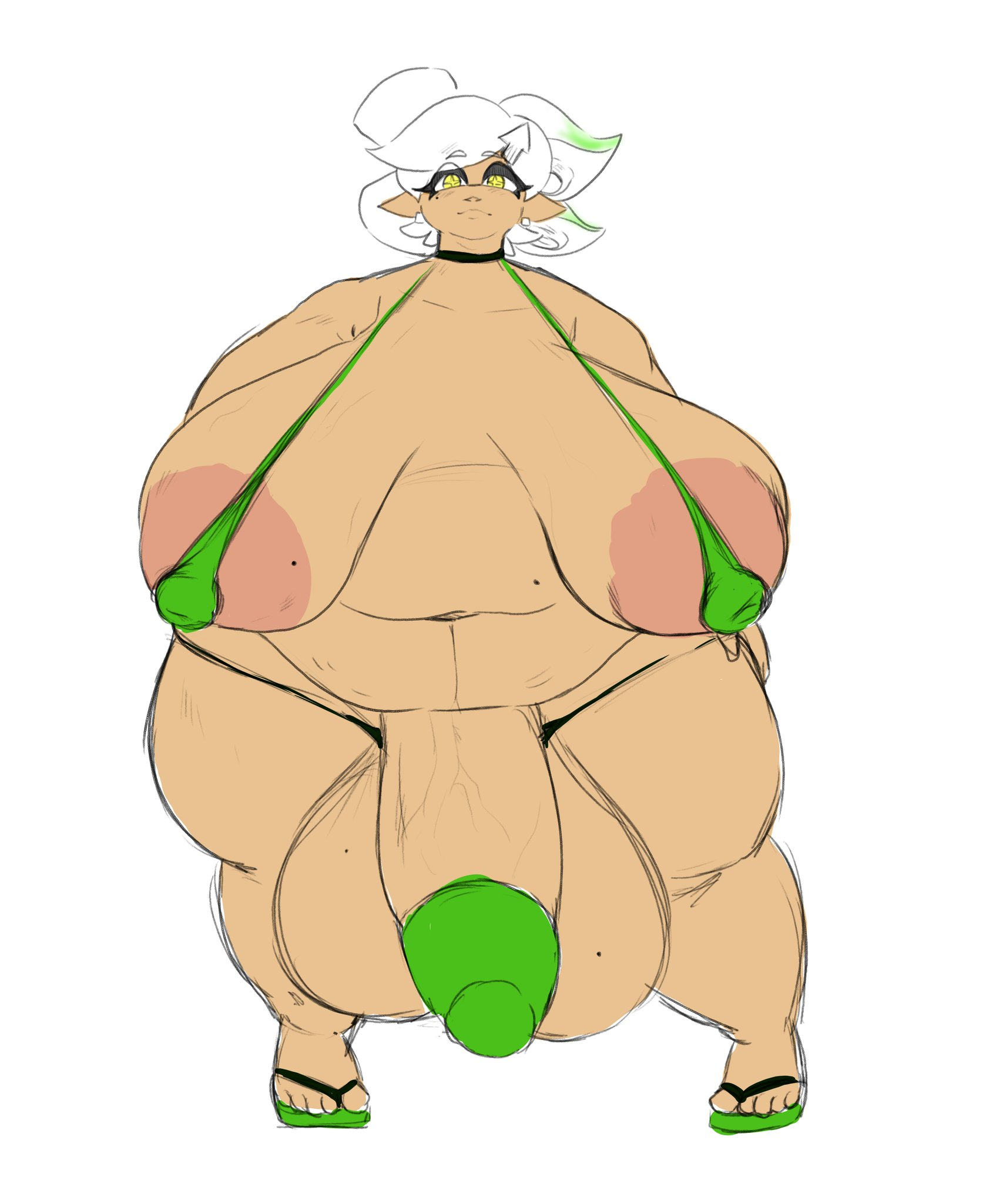 bbw, big breasts, chubby, futanari, huge breasts, hyper, lewdzluzzi, marie (splatoon), overweight, overweight female, overweight futa, splatoon, splatoon (series), tagme