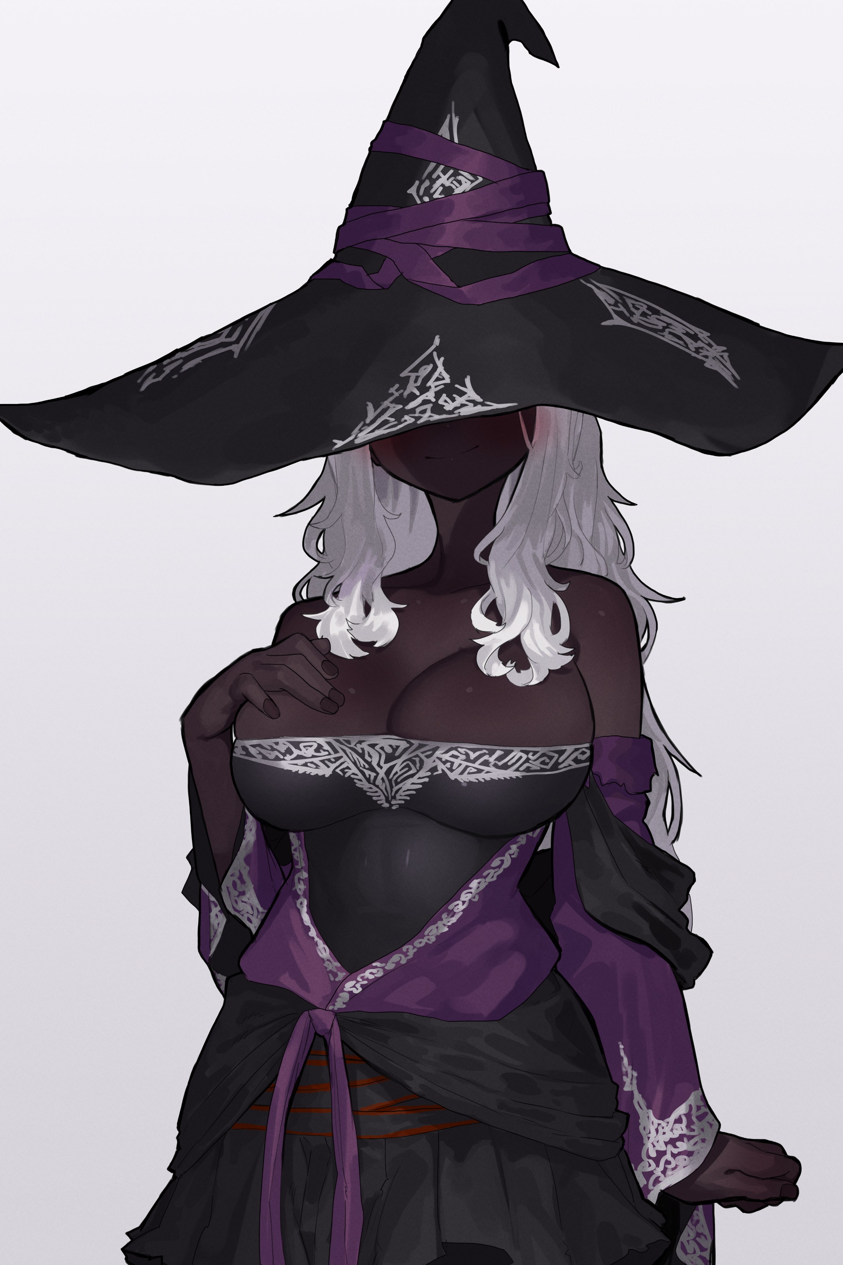 1girls, big breasts, breasts, busty, cleavage, clothed, ekrea jan, elden ring, elden ring nightreign, female, female only, fromsoftware, fully clothed, hat, huge breasts, large breasts, milf, recluse (nightreign), white, witch, witch hat