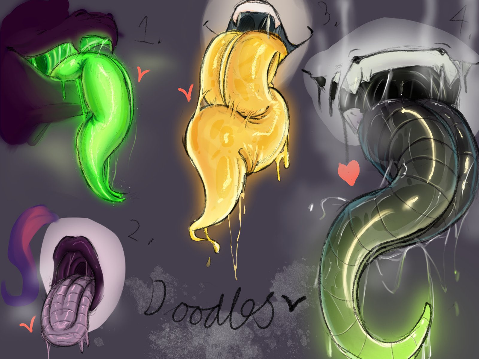 acrid, big tongue, fangs, heart, long tongue, mouth open, murder drones, no nostrils, noseless, risk of rain, rosigoldd, saliva, steam, tongue, tongue out