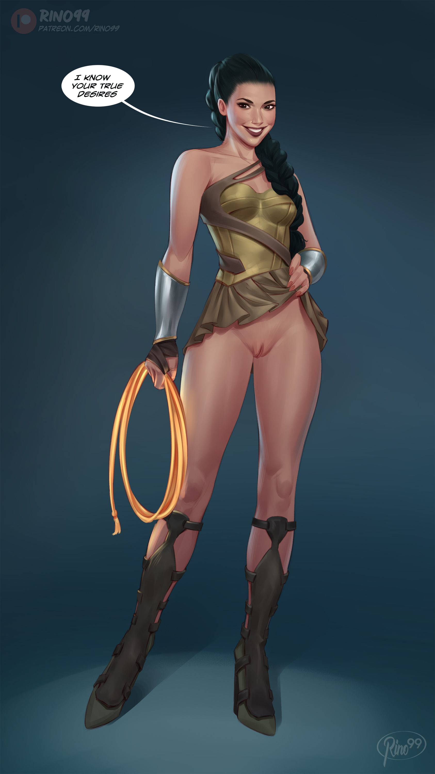 1girls, bottomless, dc, dc comics, dceu, female, female only, gal gadot, lifting skirt, long legs, no panties, no underwear, pussy, rino99, skirt lift, skirt up, speech bubble, tagme, teasing, text, thighs, vagina, wonder woman, wonder woman (2017), wonder woman (series)
