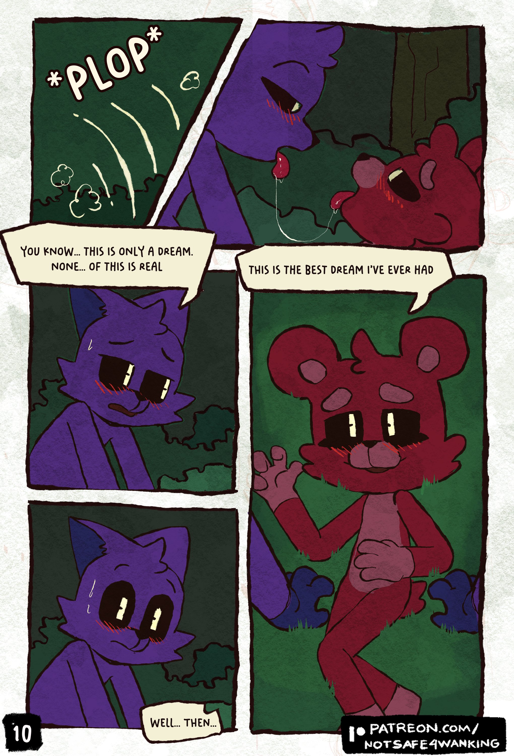 anthro, anthro on anthro, bobby bearhug, catnap, catnap (poppy playtime), comic, critters (poppy playtime), female, no humans, notsafeforwanking, poppy playtime, poppy playtime (chapter 3), smiling critters, tagme