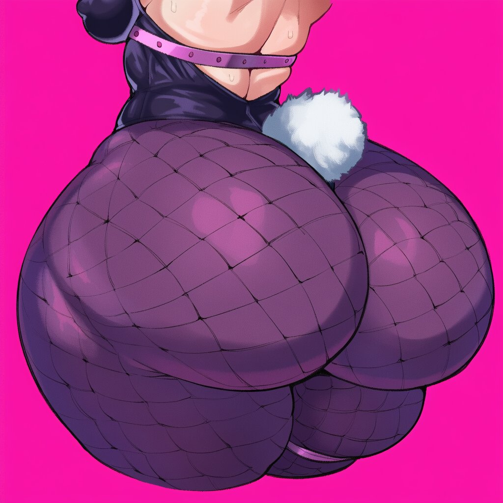 1girl, 1girls, ai generated, ass, ass focus, back, back view, belly, big ass, big breasts, black leotard, blue eyes, bottom heavy, breasts, bubble butt, bunny ears, bunny girl, bunnysuit, cleavage, cleavage overflow, close-up, covered nipples, curvaceous, curvy, curvy female, curvy figure, cyan hair, fat ass, fat thighs, female, female only, fishnet pantyhose, fishnets, from behind, gigantic ass, gigantic breasts, gluteal fold, goghkunn, hair ornament, hairband, hairbow, hatsune miku, hourglass figure, huge ass, huge breasts, hyper, hyper ass, large ass, large breasts, latex, leotard, massive ass, massive breasts, medium breasts, mv character, nail polish, navel, navel visible through clothes, overflowing breasts, painted nails, pantyhose, peace sign, pink background, pink hair, pink nails, playboy bunny, purple pantyhose, rabbit hole (vocaloid), rabbit tail, seductive, seductive look, seductive smile, shiny skin, simple background, skindentation, slim waist, smile, solo, solo female, sweat, tail, tattoo, tattoo on face, thick thighs, thighs, tight clothing, twintails, two-tone hair, venus body, vocaloid, voluptuous, voluptuous female, wide hips
