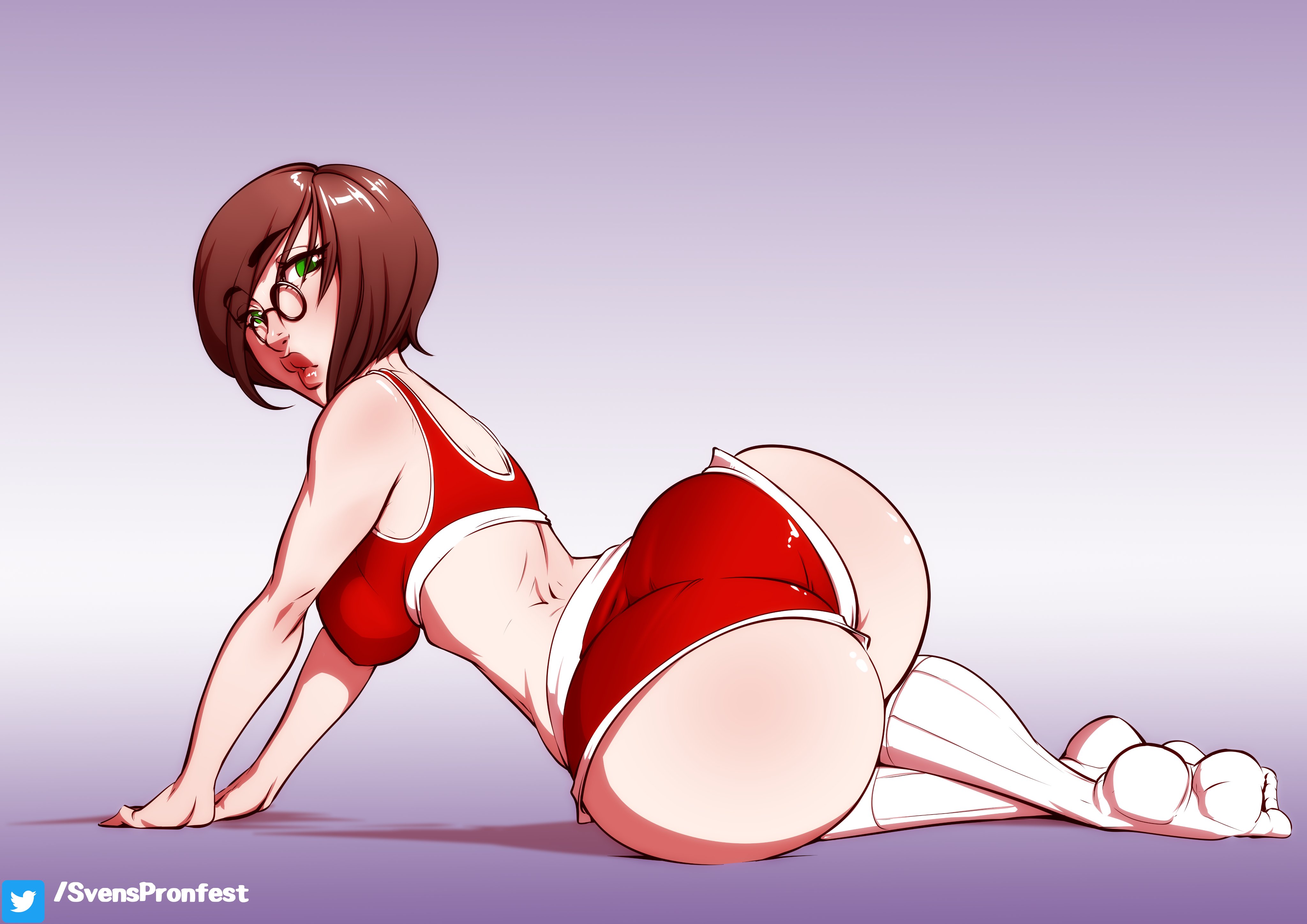 1girls, ass, breasts, cleavage, female, female only, huge ass, looking at viewer, looking back, png version available, solo, svenners